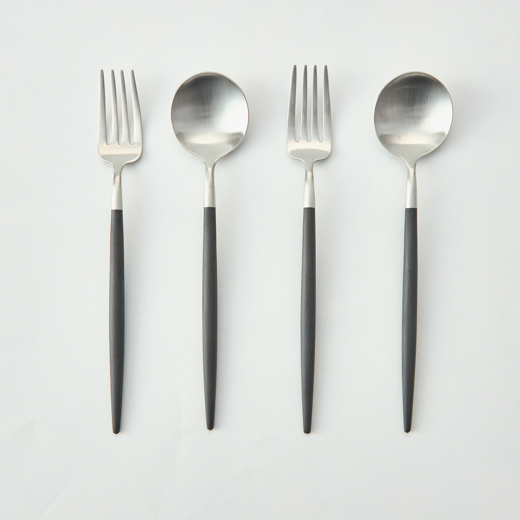 【名入れ】クチポール ゴアブラック×シルバー デザートペア4本セット