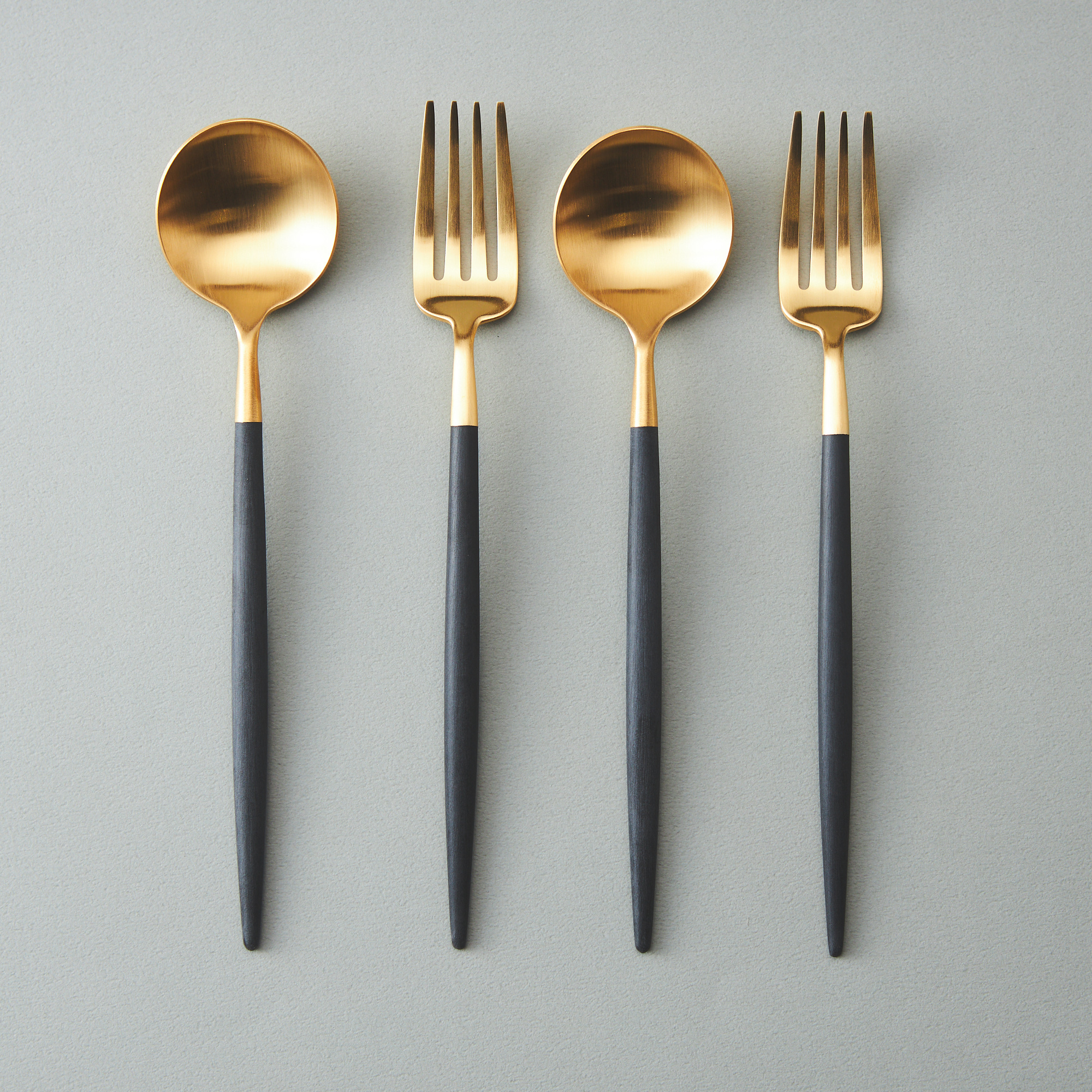 【名入れ】クチポール ゴアブラック×ゴールド デザートペア4本セット