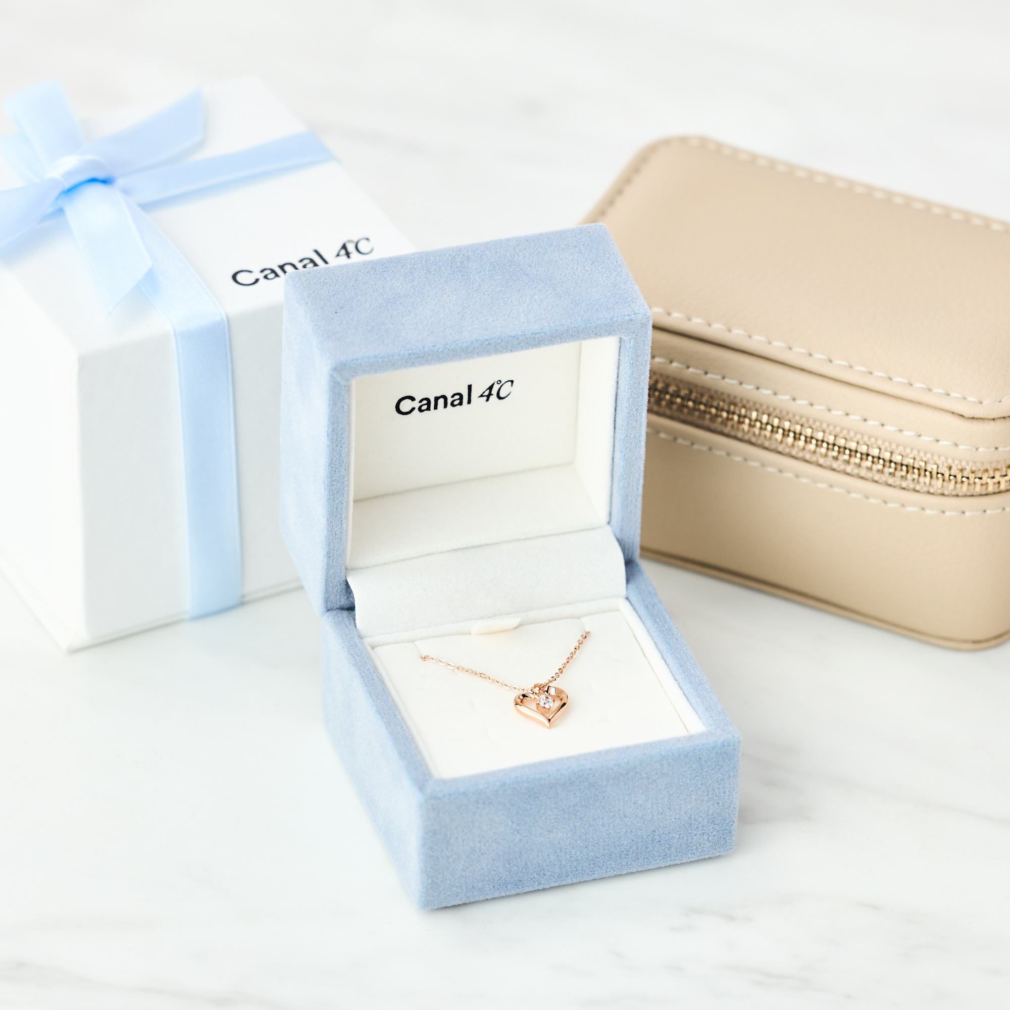 【名入れ】デザイン選べるネックレス＆Canal 4℃オリジナルポーチセット