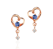 【名入れ】誕生石&ダイヤモンドハートピアス　オルゴールケースセット