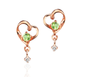 【名入れ】誕生石&ダイヤモンドハートピアス　オルゴールケースセット