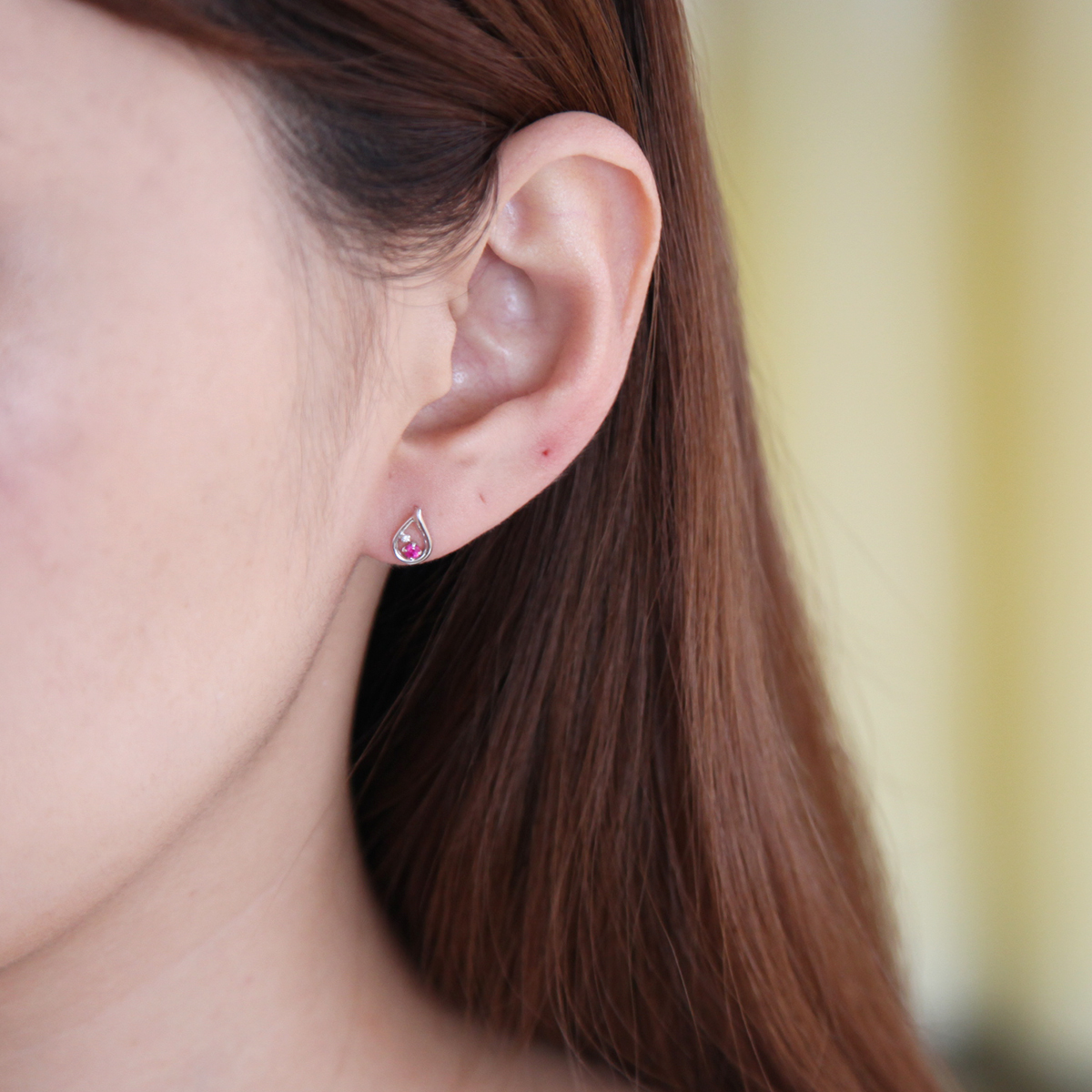 【名入れ】誕生石&ダイヤモンドしずくピアス　オルゴールケースセット