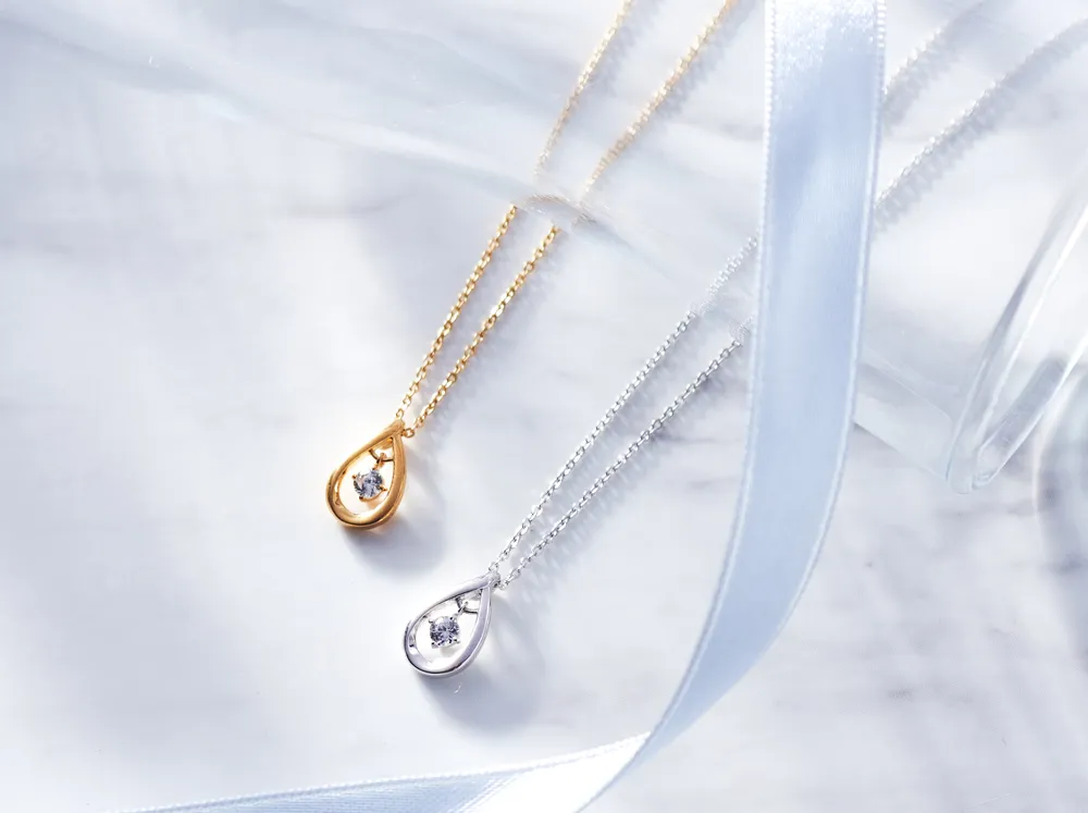 【名入れ】Canal 4℃オリジナルベア&しずくネックレスセット