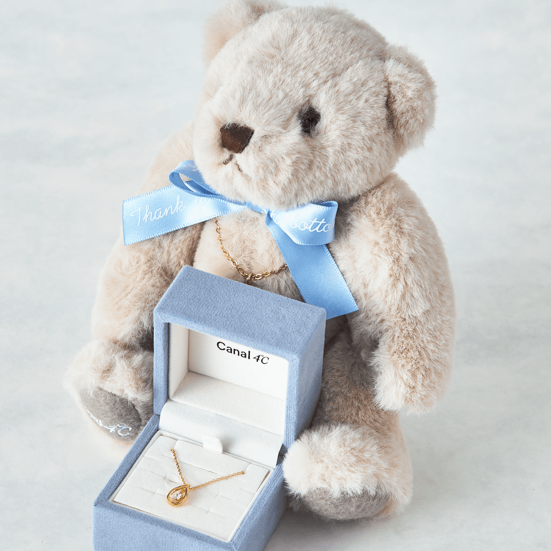 【名入れ】Canal 4℃オリジナルベア&しずくネックレスセット