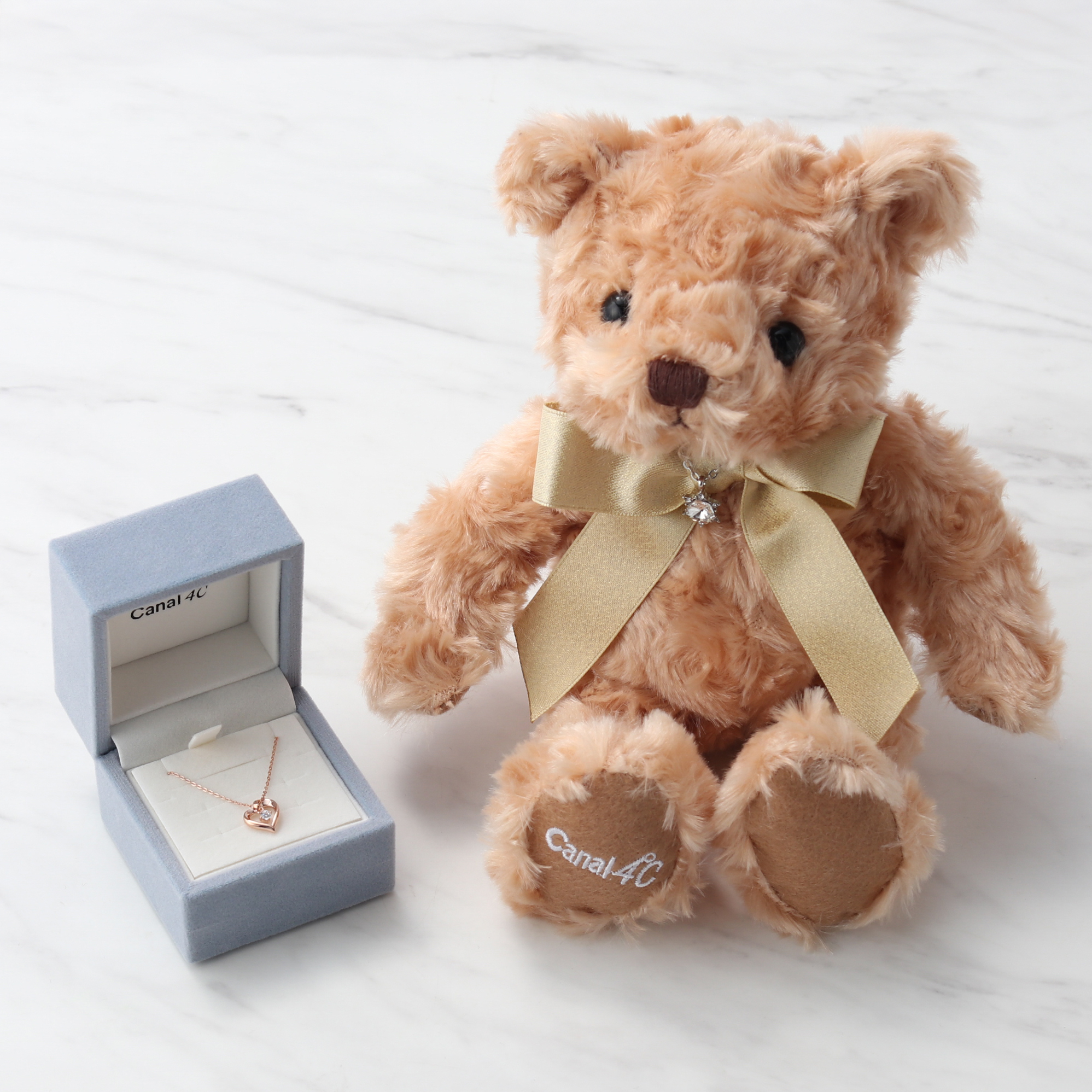 名入れ】Canal 4℃オリジナルベア&シルバーハートネックレスセット