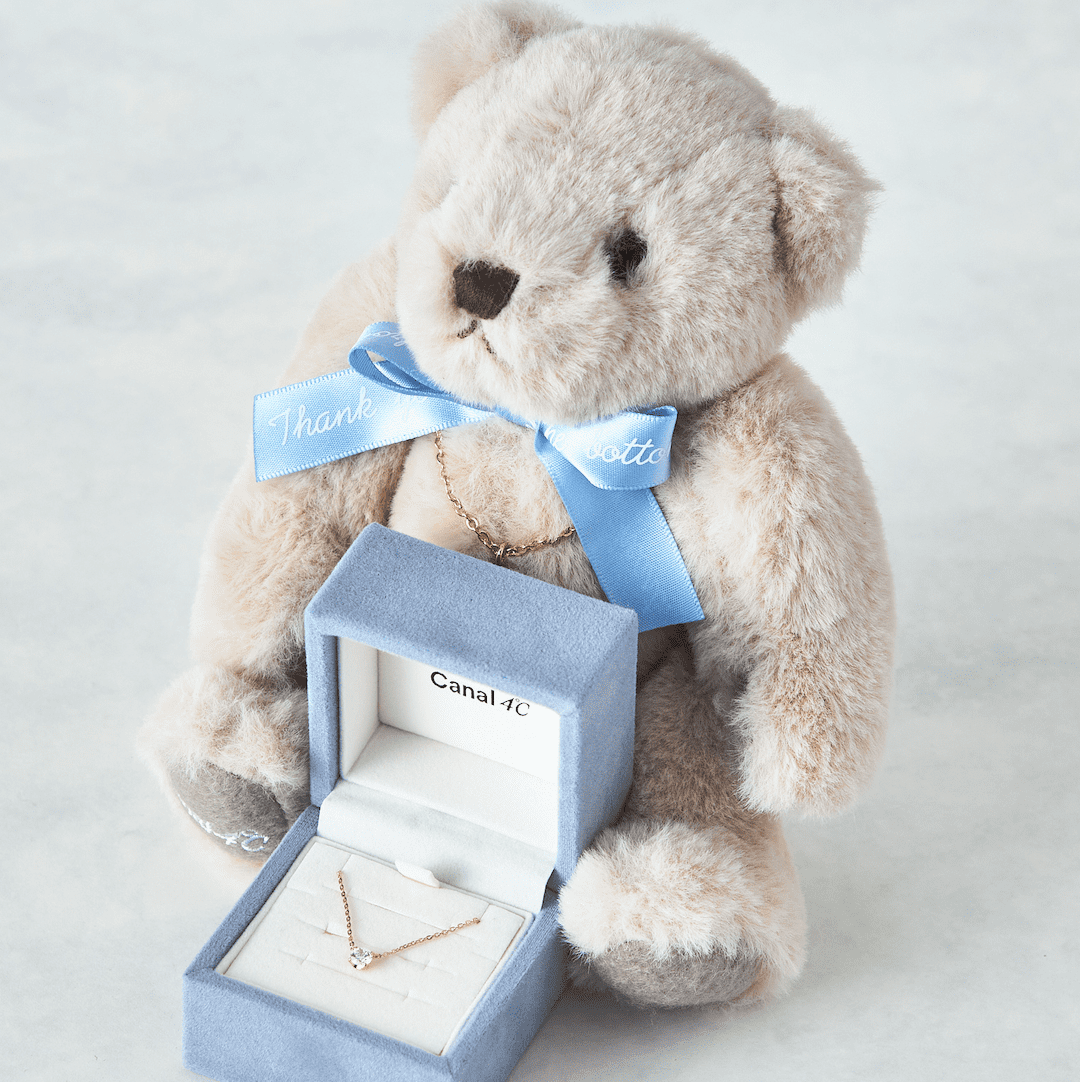 名入れ】Canal 4℃オリジナルベア&シルバーハートネックレスセット  