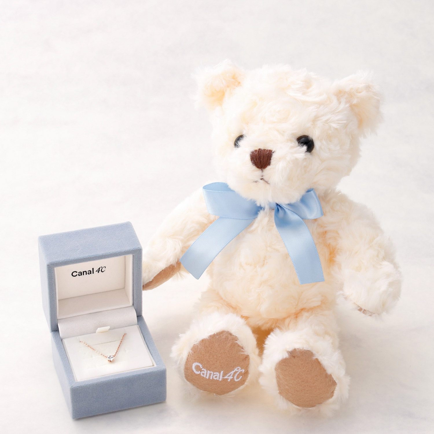 【名入れ】Canal 4℃オリジナルベア&一粒ネックレスセット