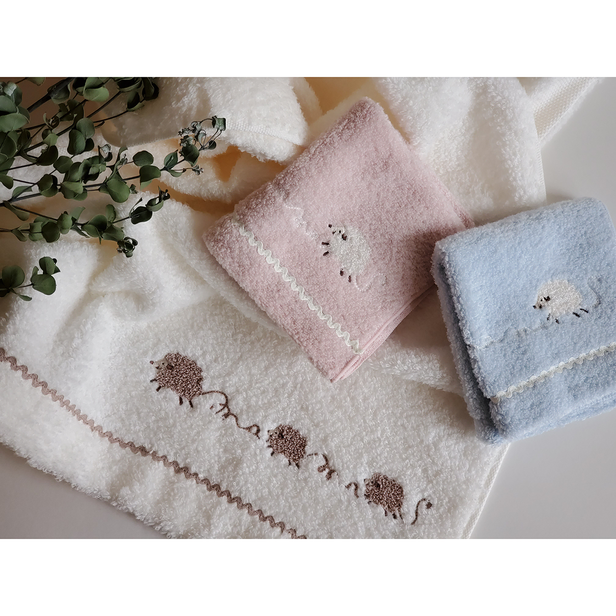 【名入れギフト】メレンゲ フード付きバスタオル・ハンカチセット