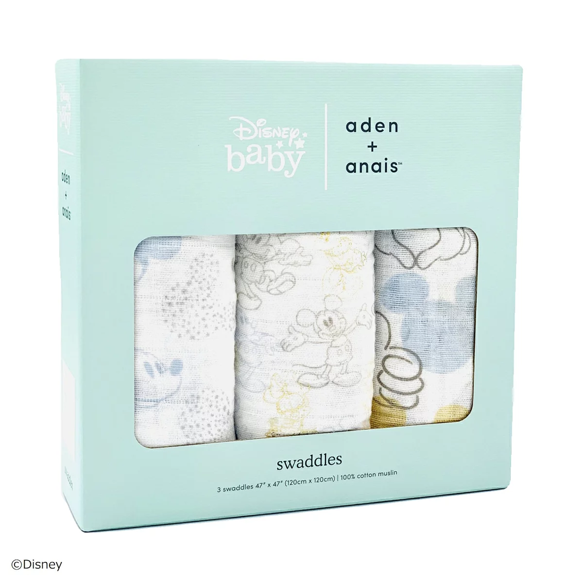 【ミッキー&ミニー】MUSLIN SWADDLES : 3-PACK（ディズニー おくるみ3枚セット）