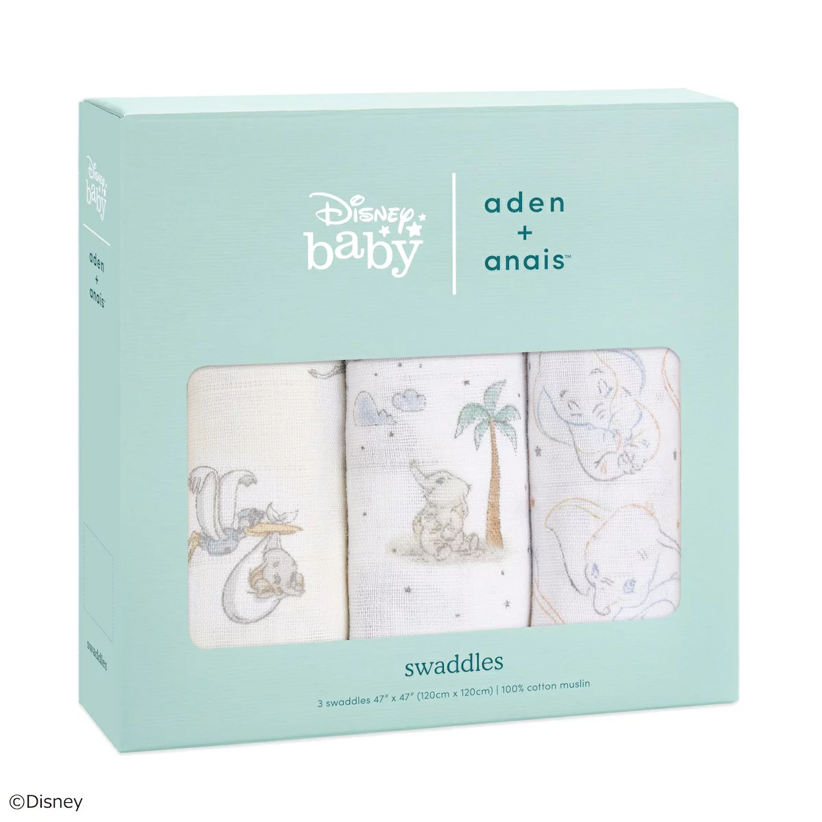 MUSLIN SWADDLES : 3-PACK【my darling dumbo】（おくるみ） | aden+