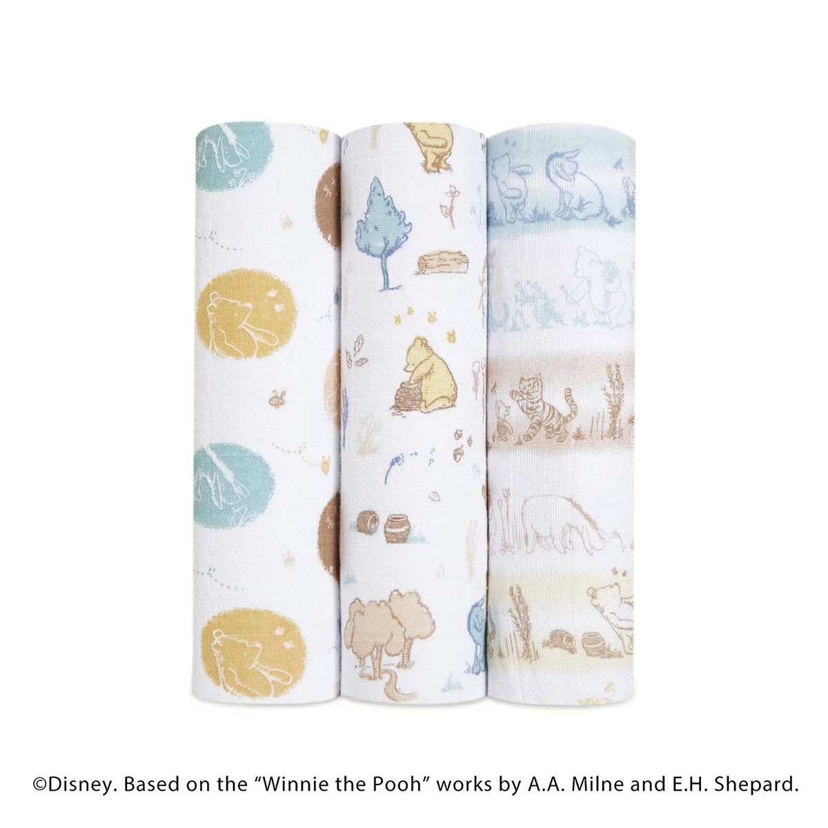 【winnie in the woods】MUSLIN SWADDLES : 3-PACK（ディズニー おくるみ 3枚セット）