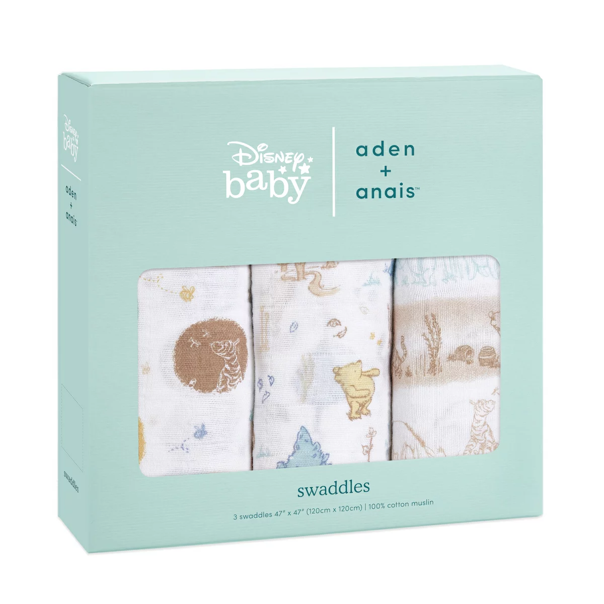 【winnie in the woods】MUSLIN SWADDLES : 3-PACK（ディズニー おくるみ 3枚セット）