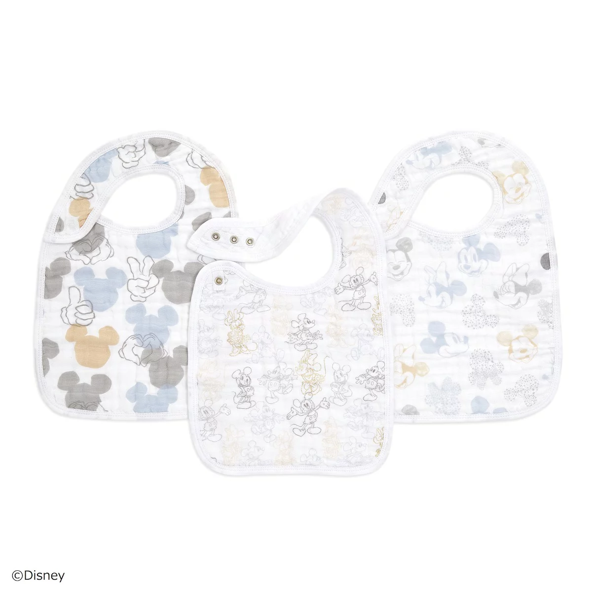 【ミッキー&ミニー】MUSLIN SNAP BIBS : 3-PACK（ディズニー スタイ 3枚セット）