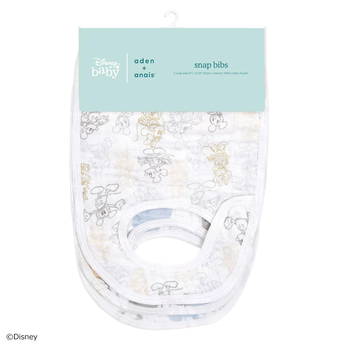 【ミッキー&ミニー】MUSLIN SNAP BIBS : 3-PACK（ディズニー スタイ 3枚セット）