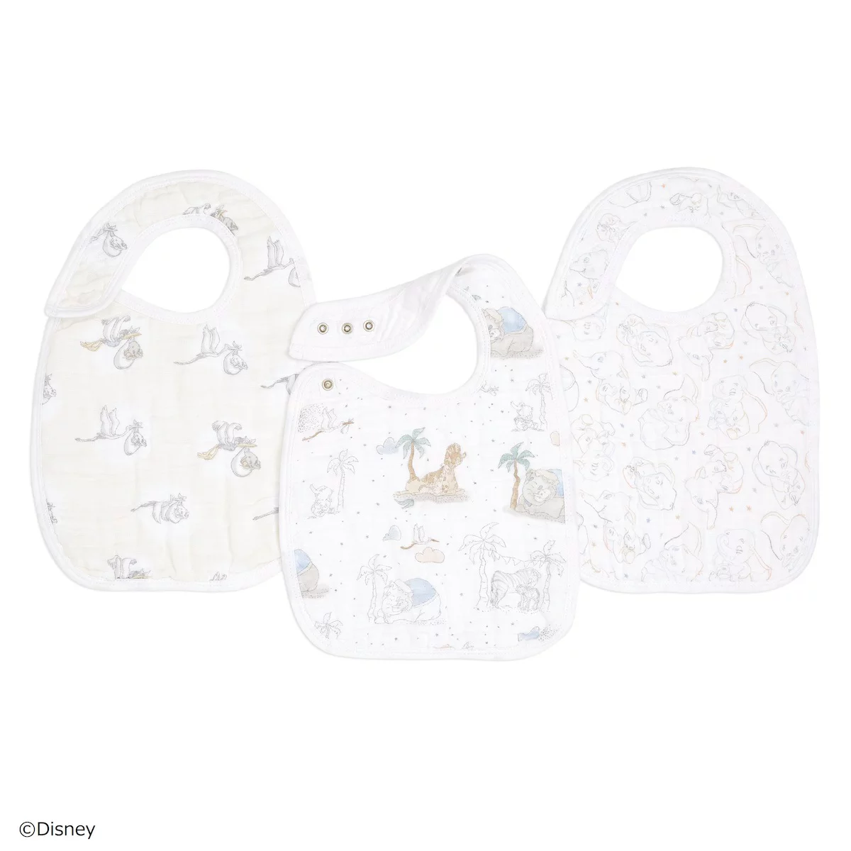 MUSLIN SNAP BIBS : 3-PACK【my darling dumbo】（スタイ） | aden+