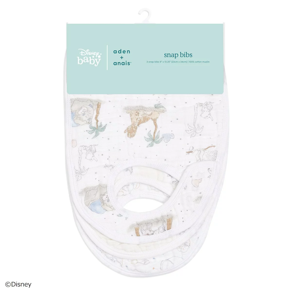 MUSLIN SNAP BIBS : 3-PACK【my darling dumbo】（スタイ） | aden+