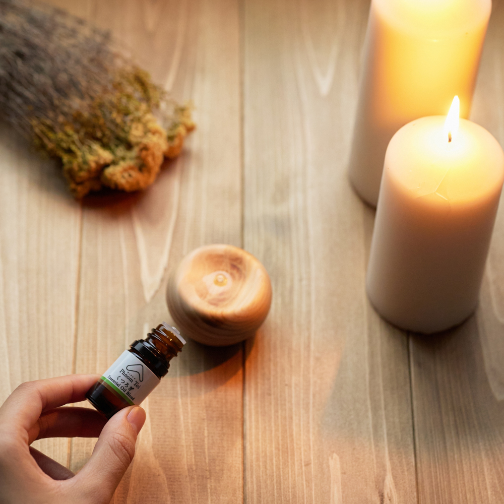 通常サイズ精油・ウッドディフューザー［檜］セット