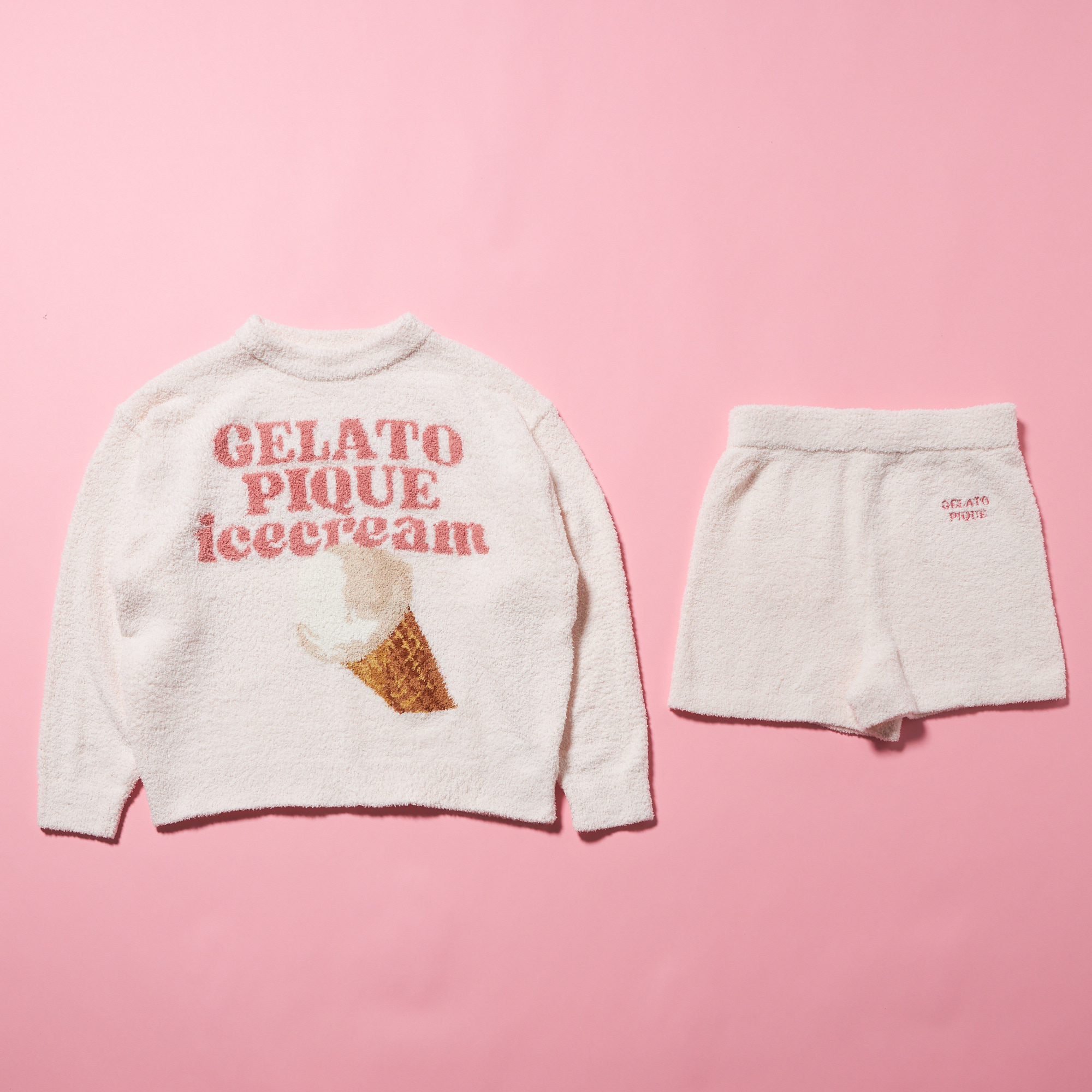 新品】ジェラートピケ アイス柄ワッフルプルオーバー&ショートパンツ