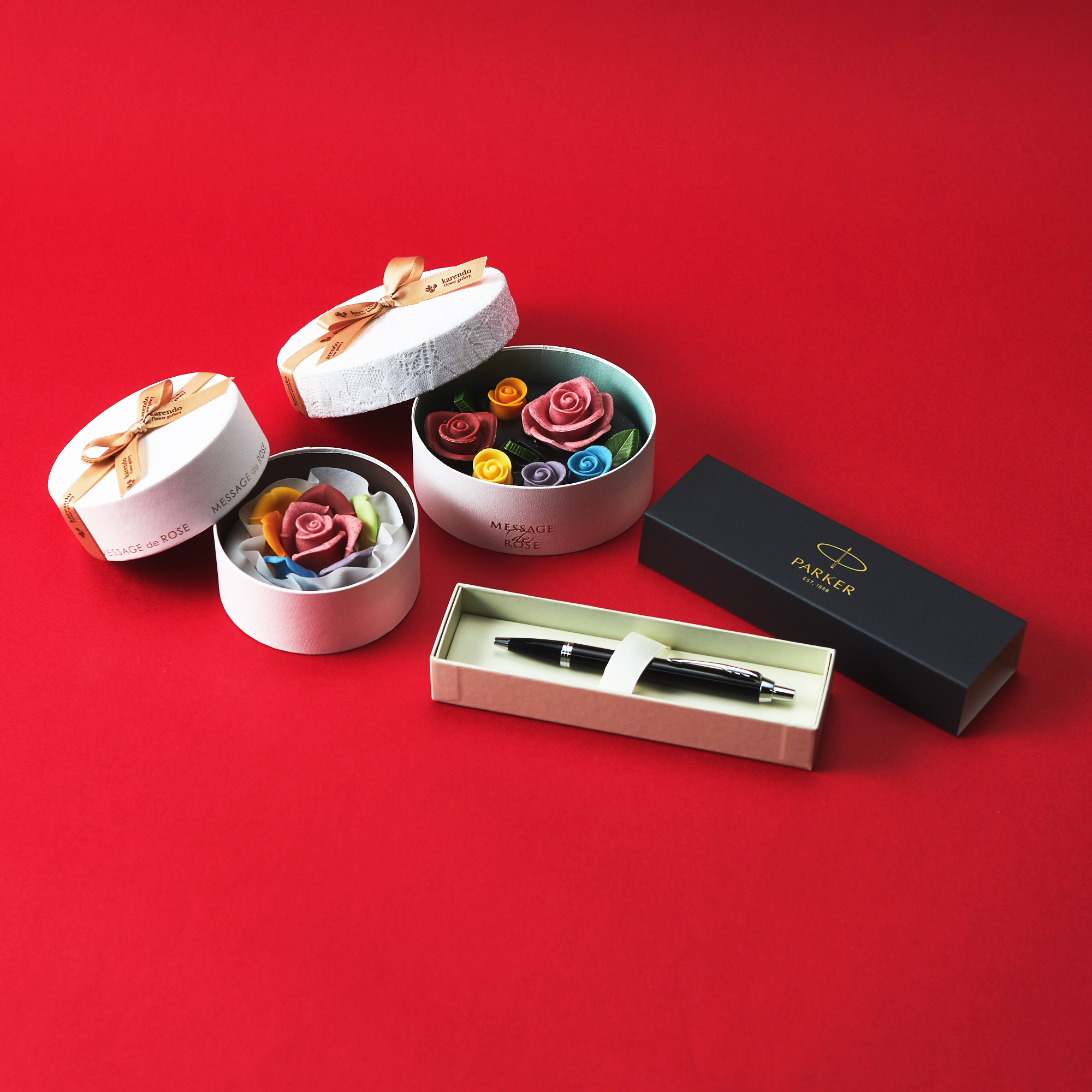 【ギフトBOX】選べるレインボーチョコレート＆名入れボールペンセット