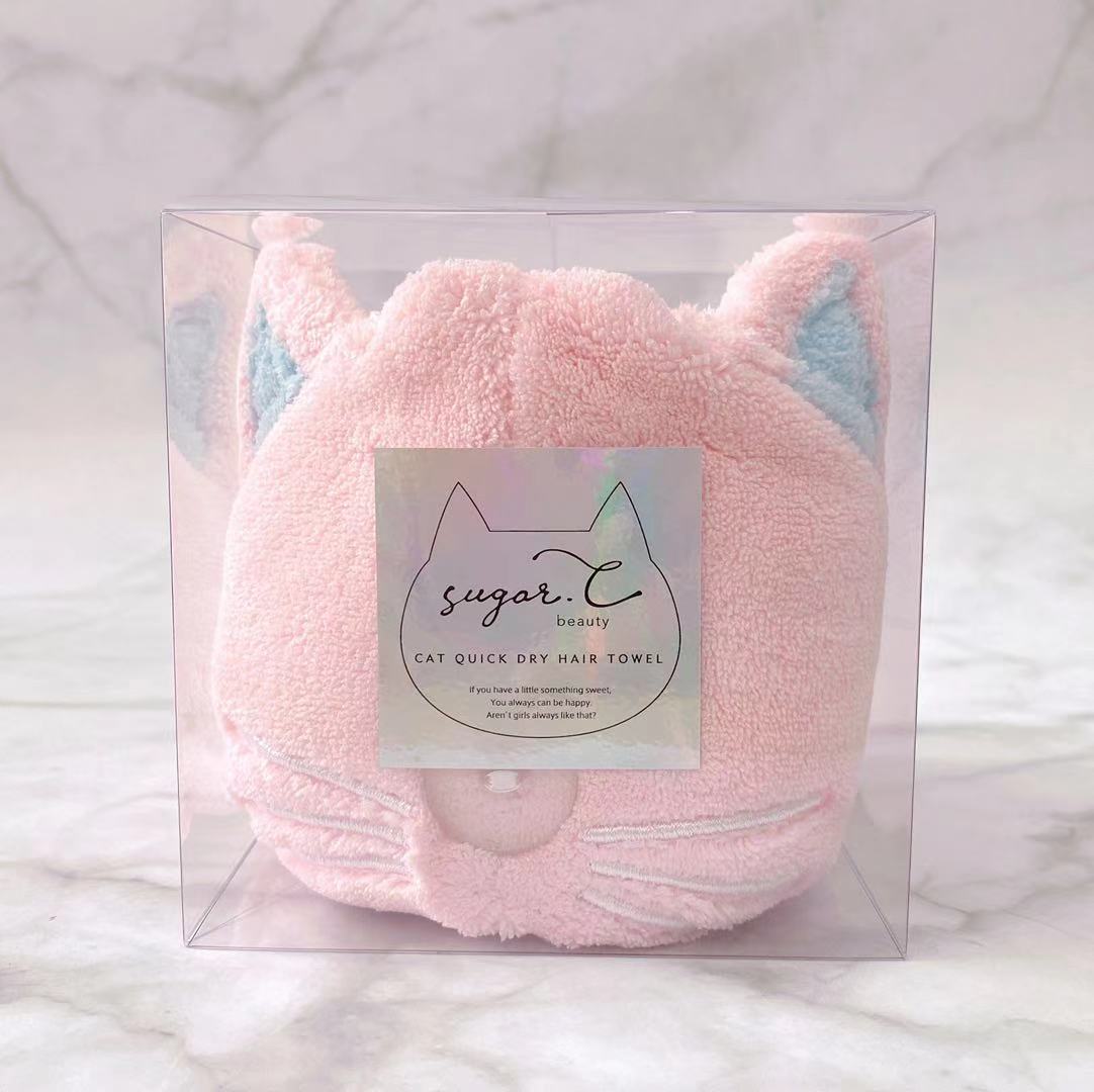 【猫好きに贈る】速乾ヘアタオルとイニシャルハンカチ