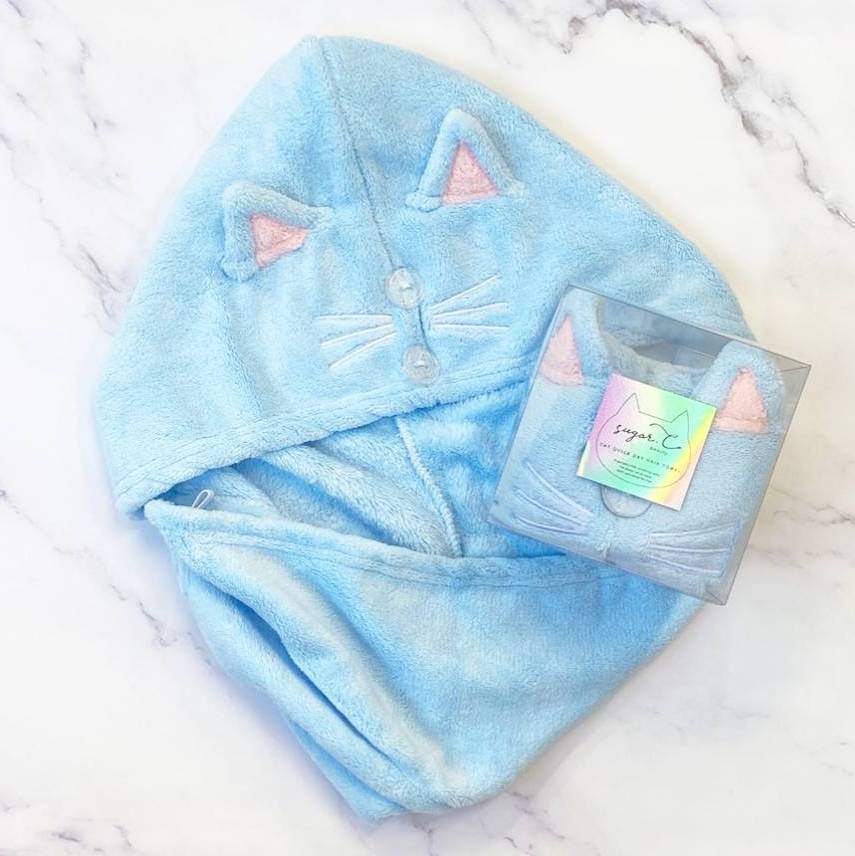 【猫好きに贈る】速乾ヘアタオルとイニシャルハンカチ