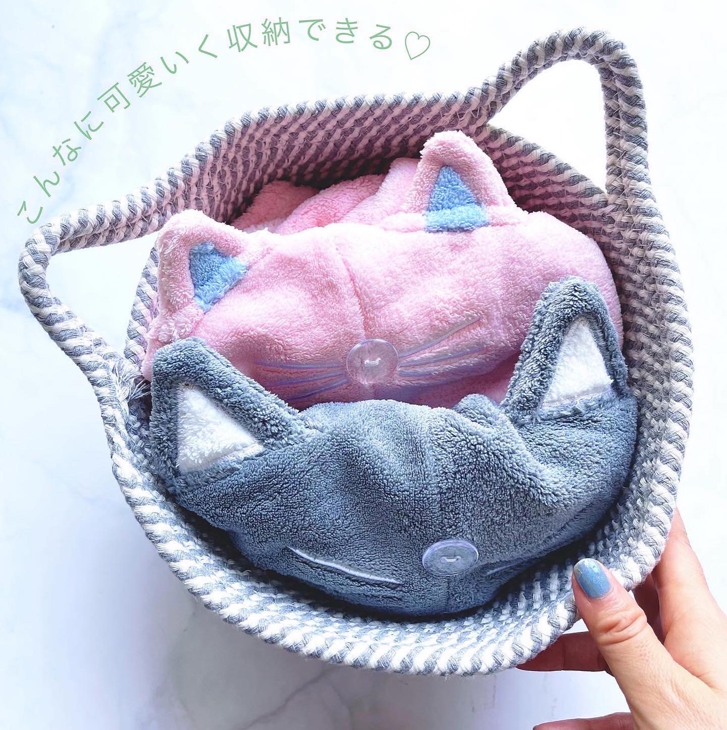 【猫好きに贈る】速乾ヘアタオルとイニシャルハンカチ