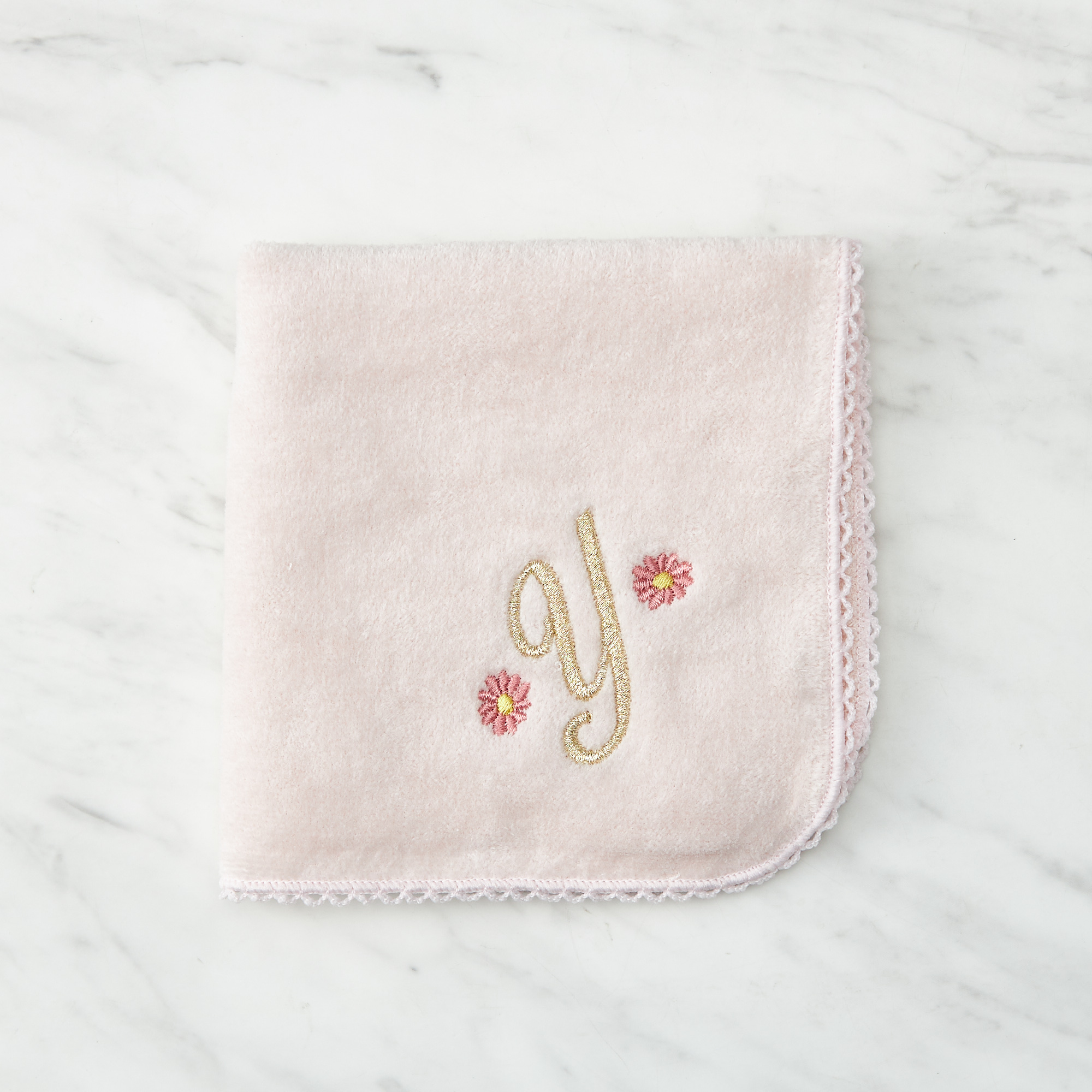 イニシャル刺繍タオルハンカチ