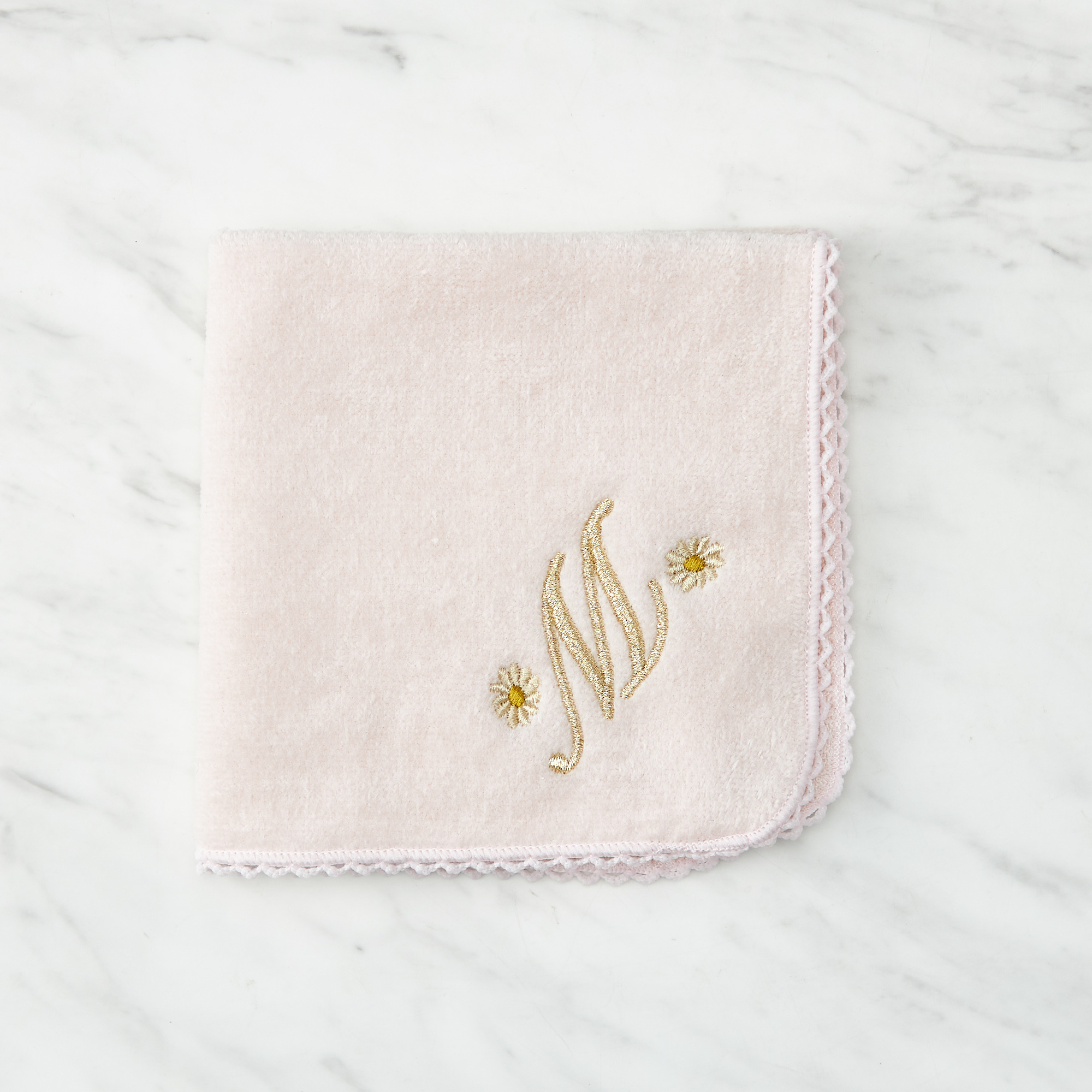イニシャル刺繍タオルハンカチ