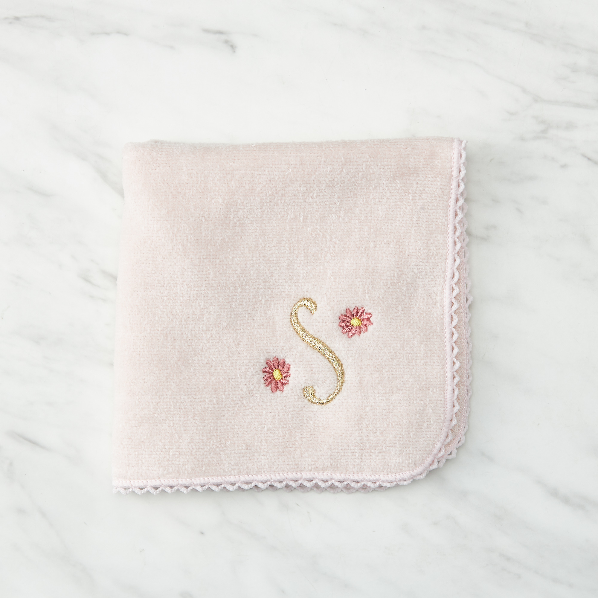 イニシャル刺繍タオルハンカチ