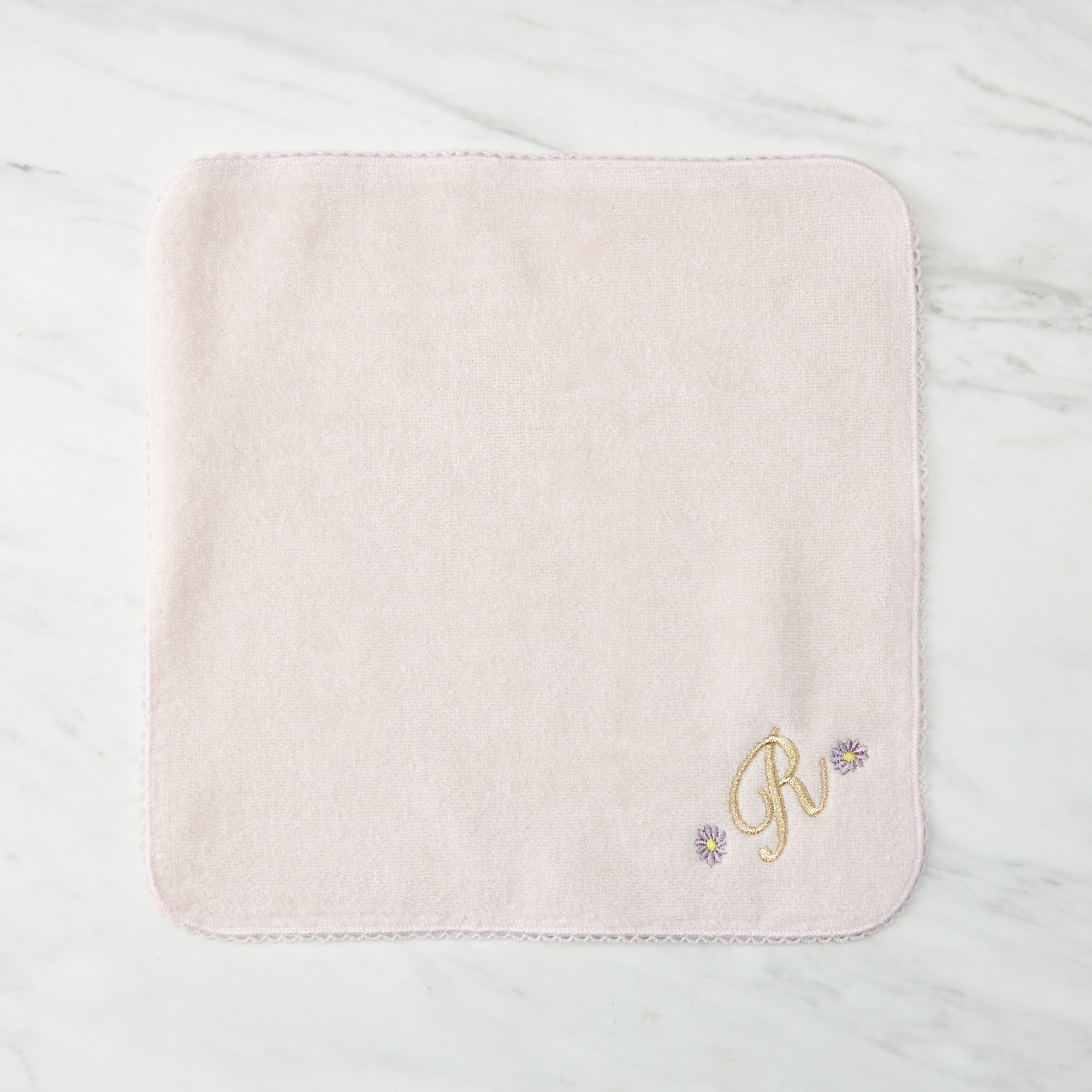 イニシャル刺繍タオルハンカチ