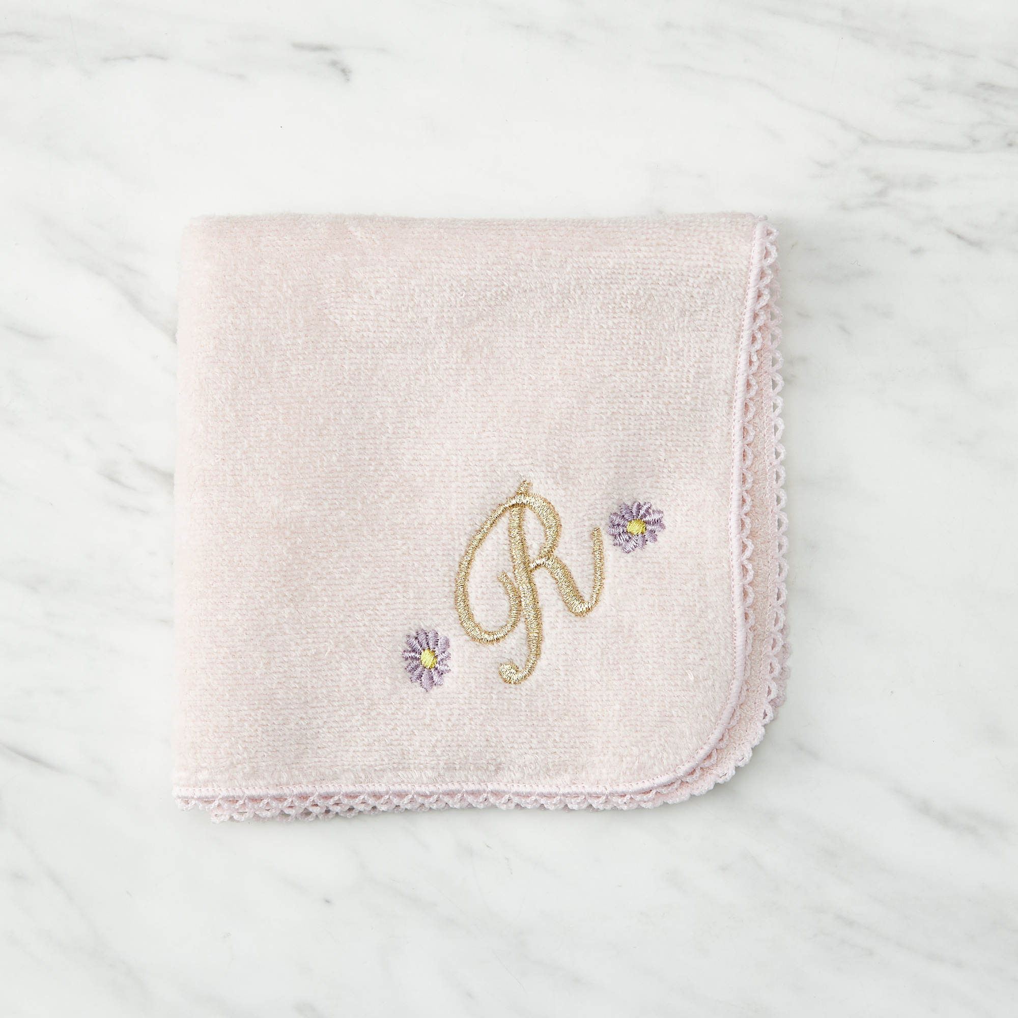 イニシャル刺繍タオルハンカチ
