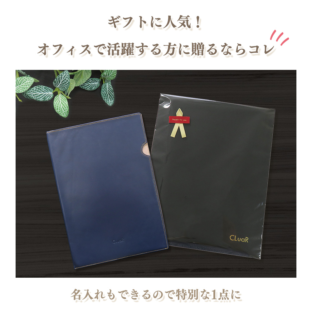 【名入れ可】本革 ドキュメントファイル A4サイズ クリアホルダーカバー レザーファイル (LR0048)