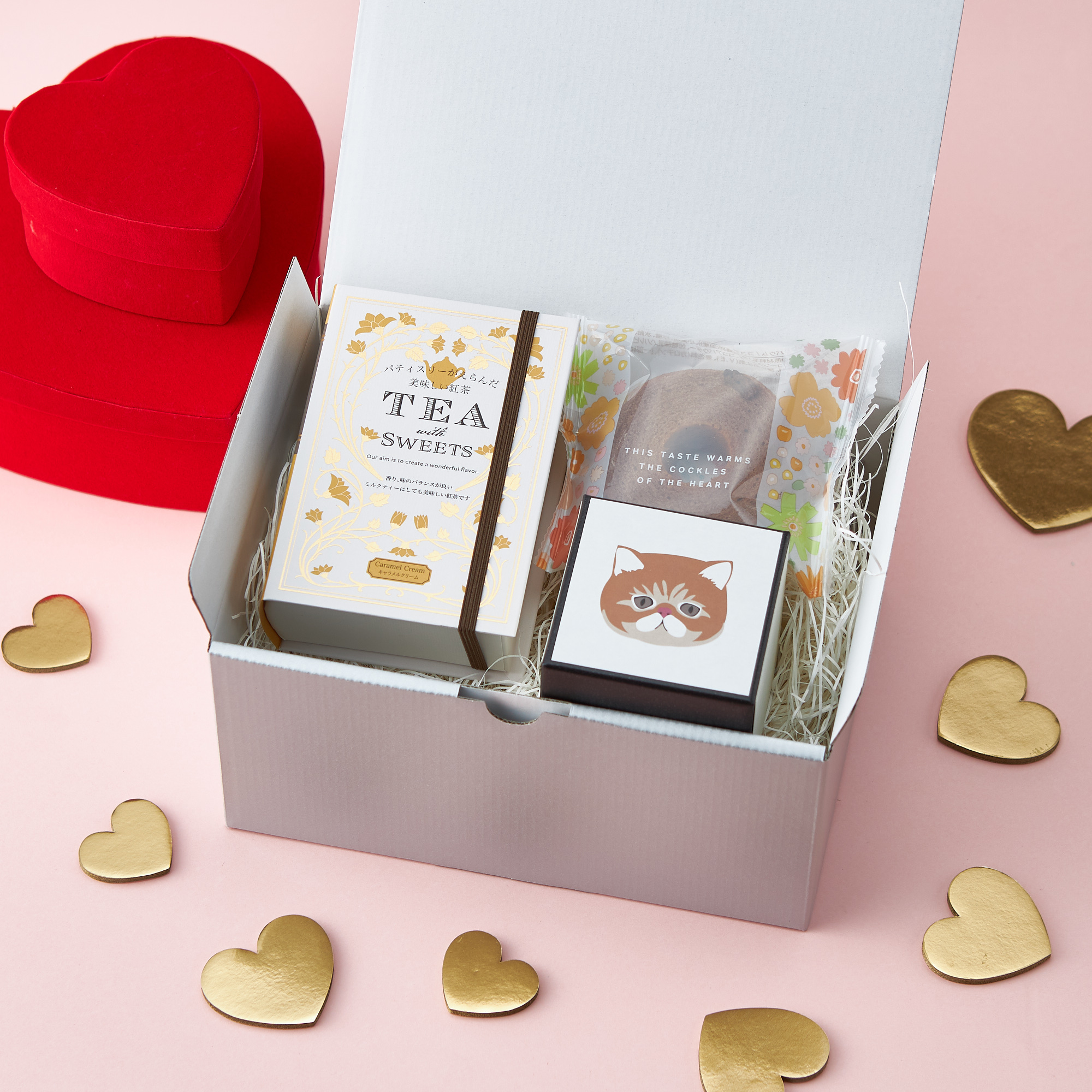 猫好きな人が喜ぶホワイトデーギフトBOX】スイーツ＆NEKOハンカチ