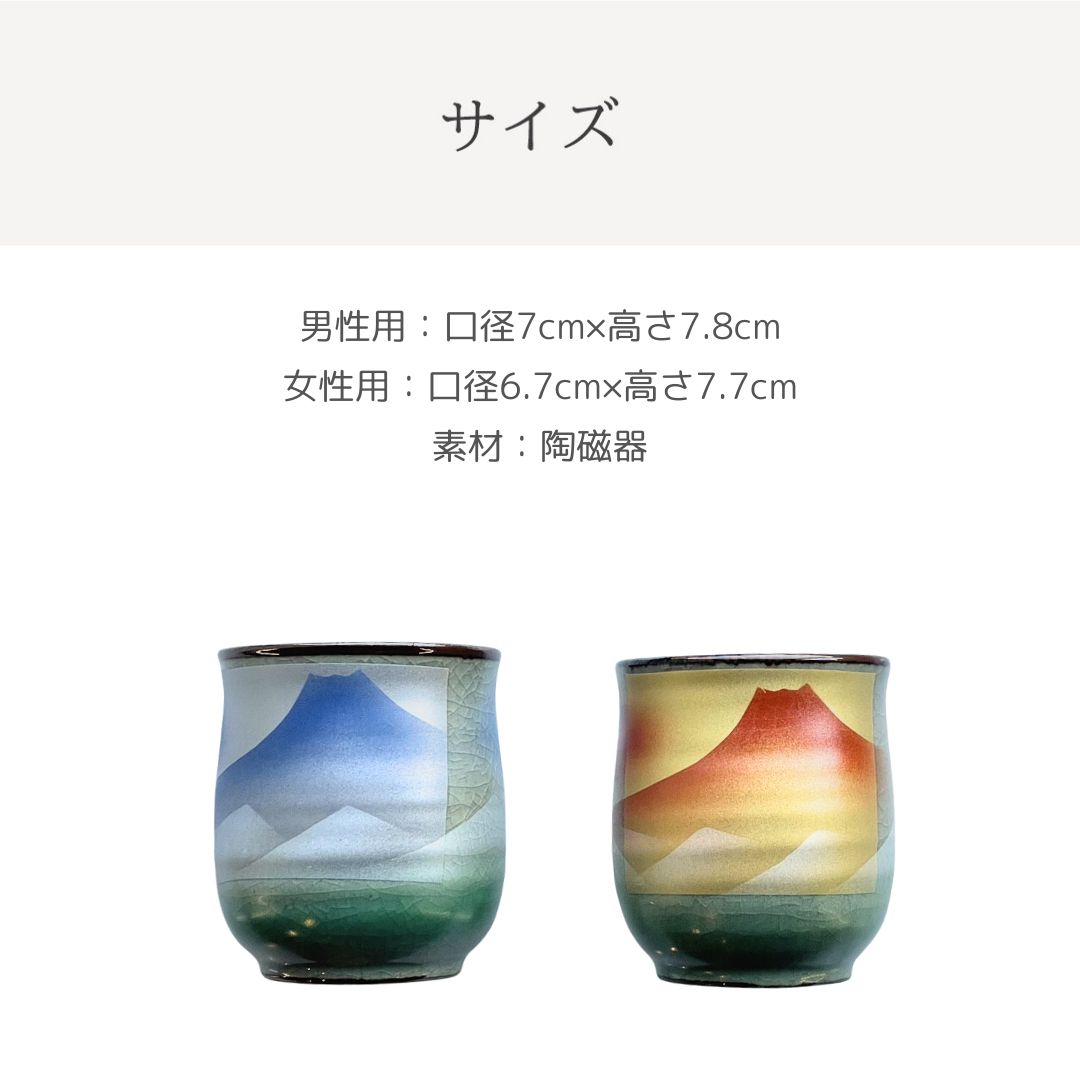 【名入れギフト】九谷焼 組湯呑 富士連山