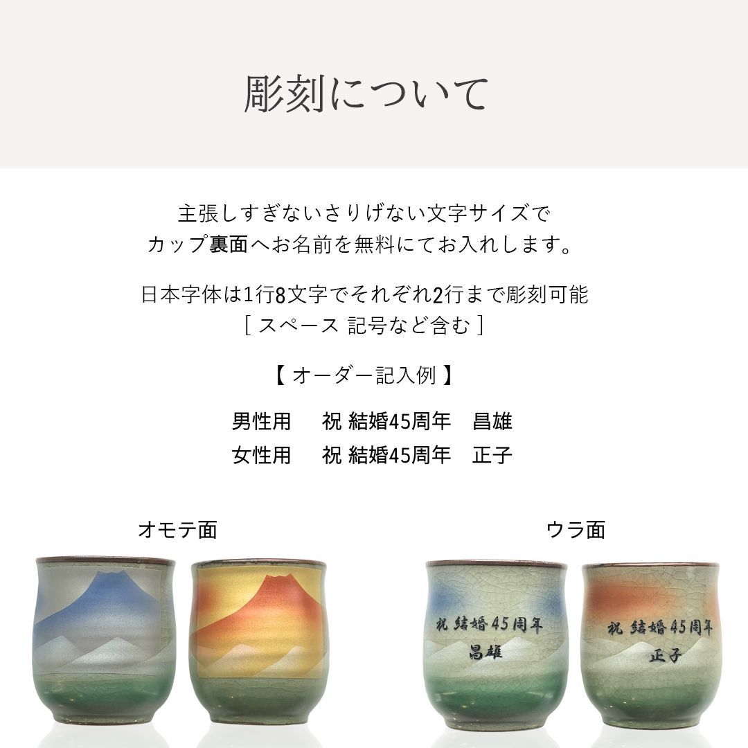 【名入れギフト】九谷焼 組湯呑 富士連山