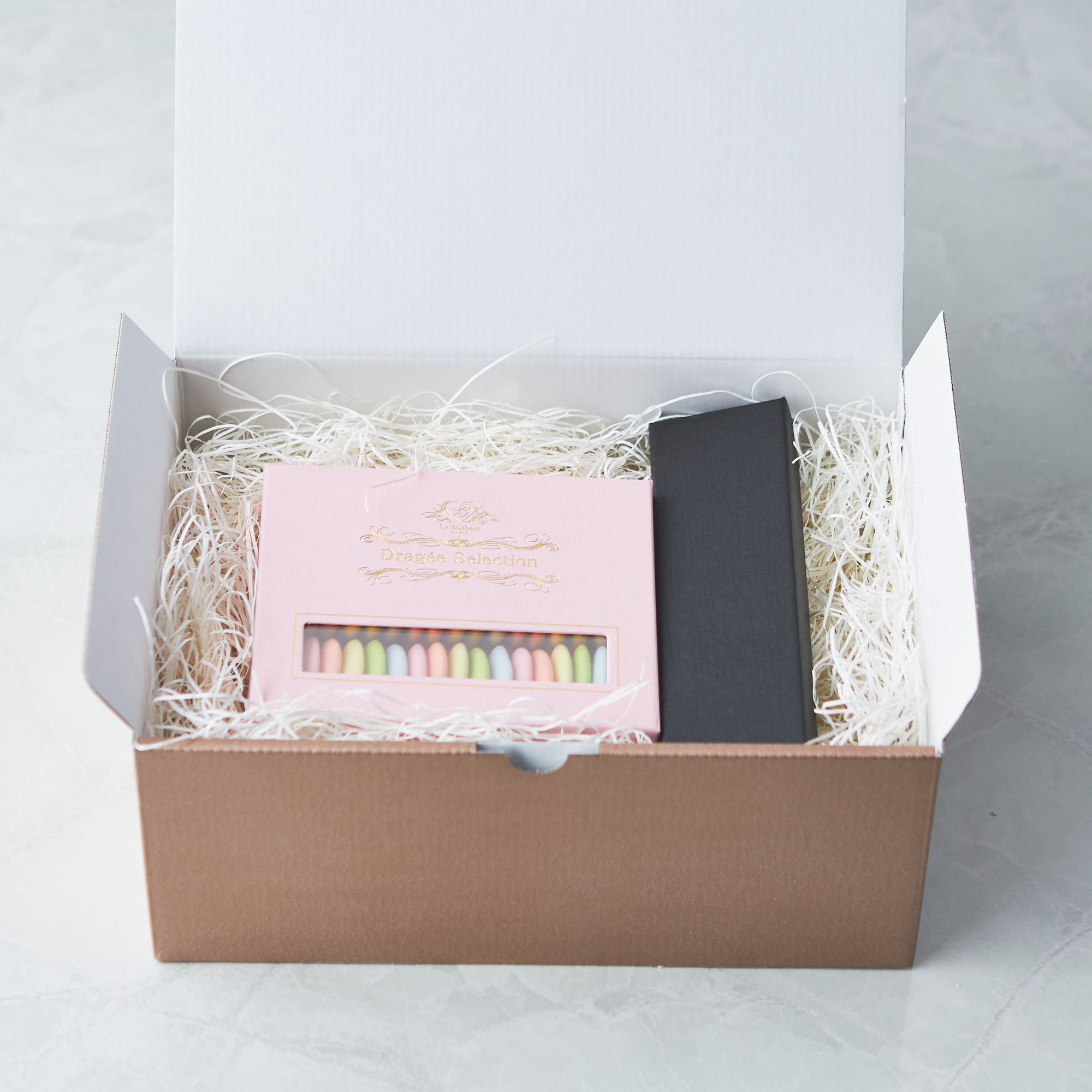 【名入れ/ギフトBOX/タンプ限定】フランス産ドラジェ＆ハーバリウムボールペンセット