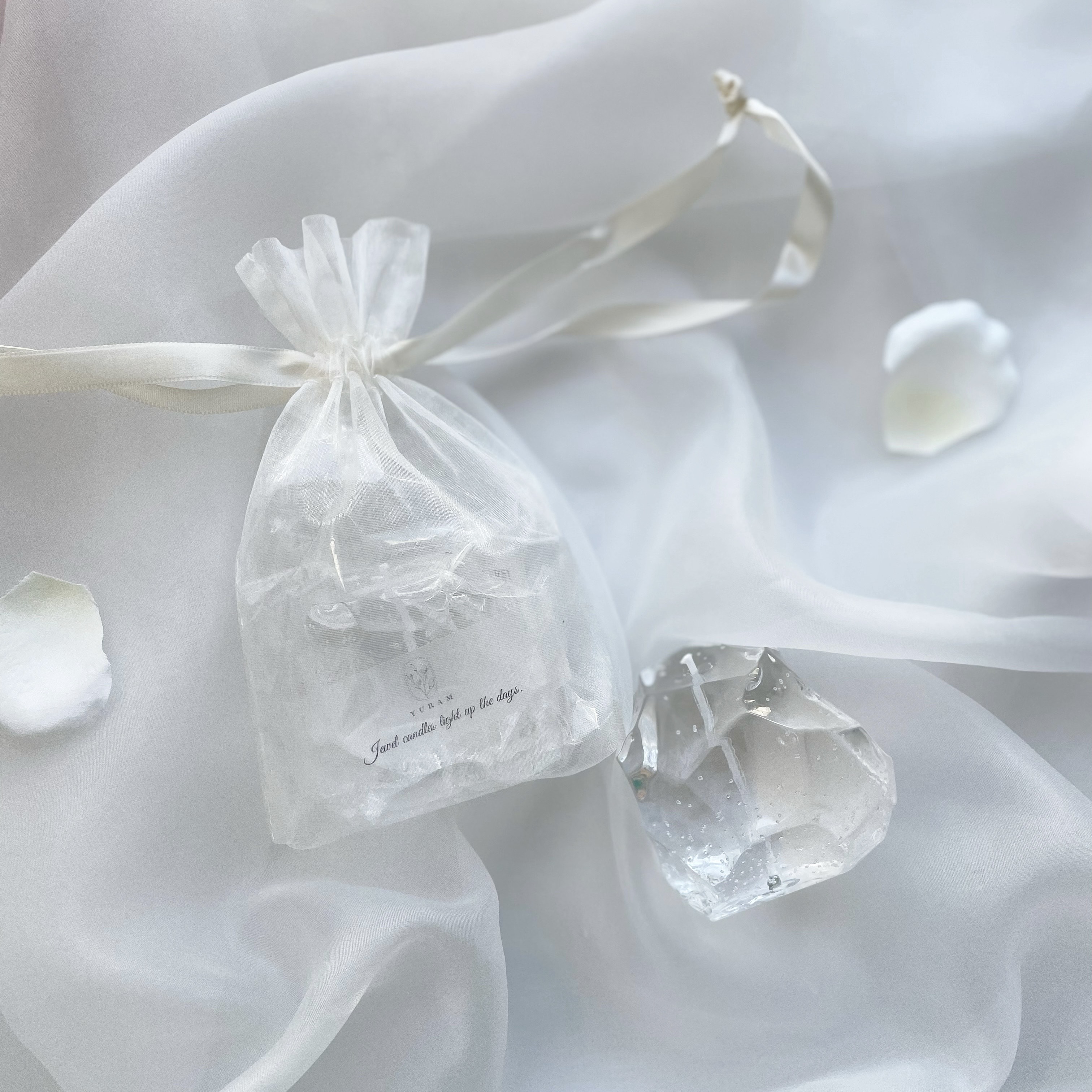 【オーガンジー巾着】もちもちMini jewel candle（clear）