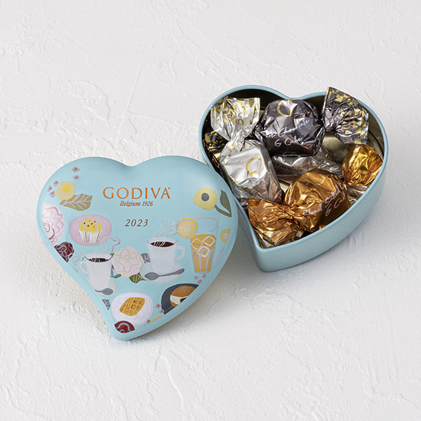 【ホワイトデーシーズン限定！】ゴディバ カフェ G キューブアソートメント ミニハート缶 （5粒入）