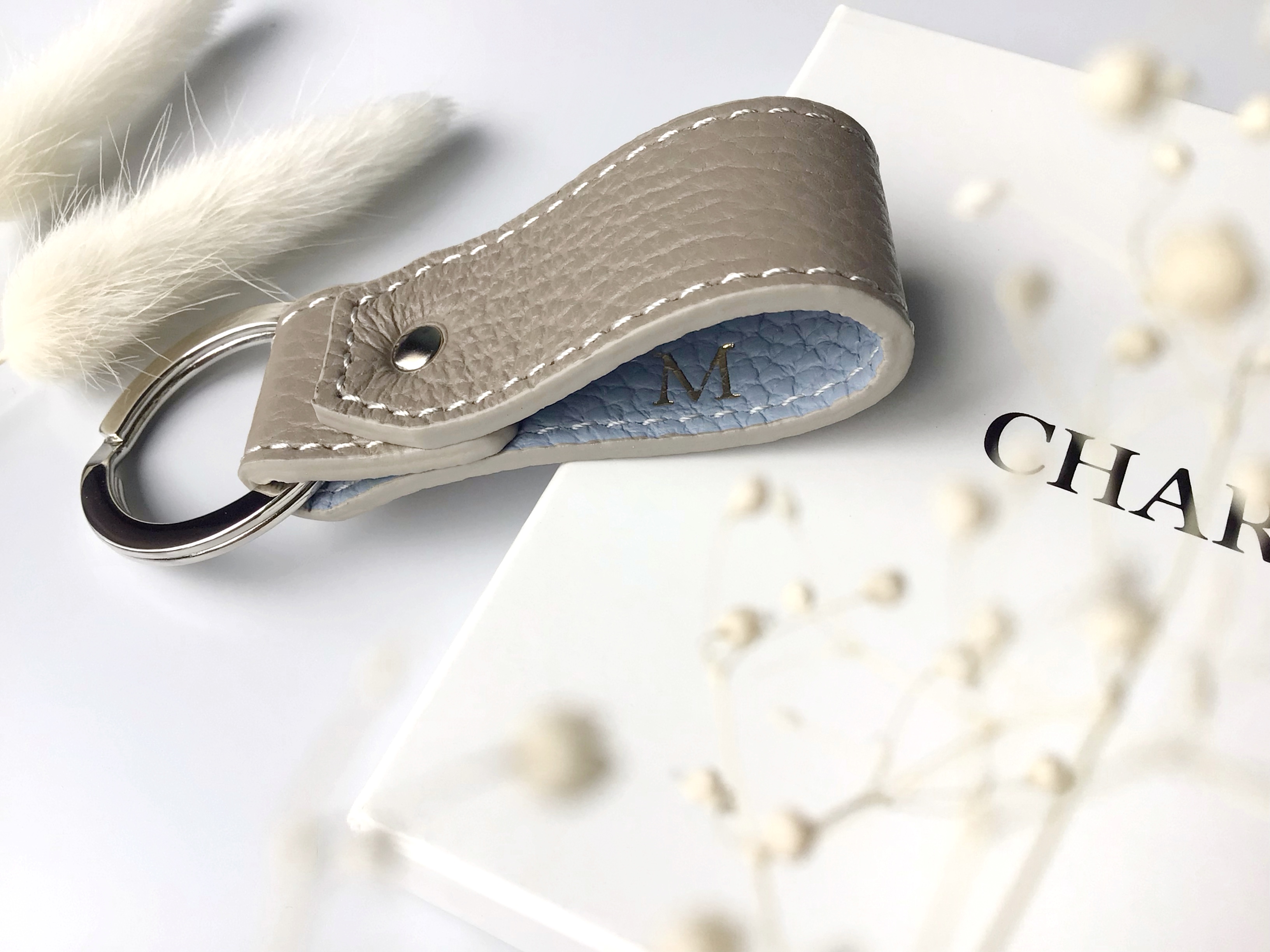 【イニシャル刻印可能】レザーループキーリング