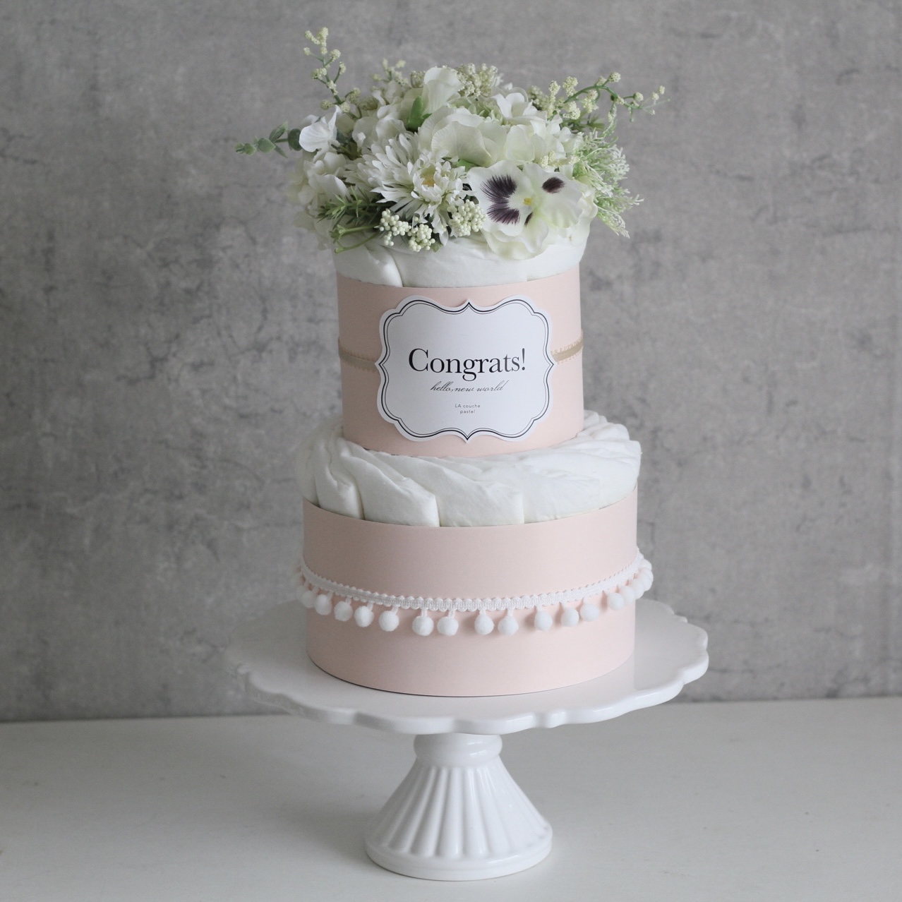 「Fresh Bouquet」花束オーガニックおむつケーキ２段/全2色