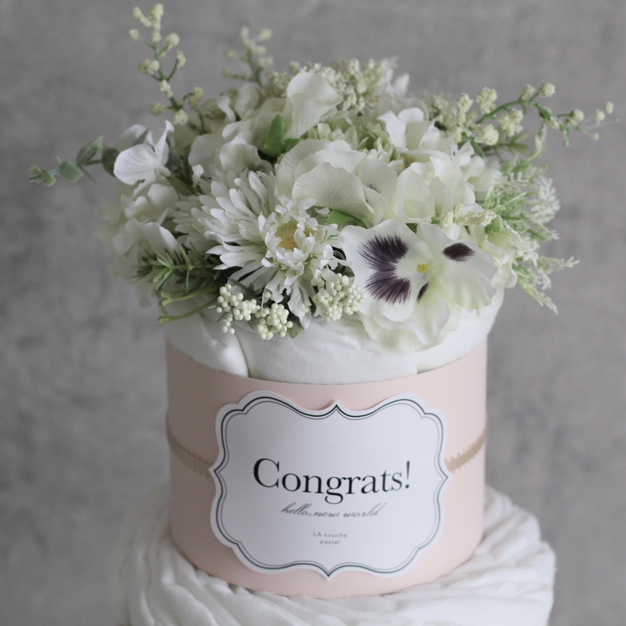 「Fresh Bouquet」花束オーガニックおむつケーキ２段/全2色