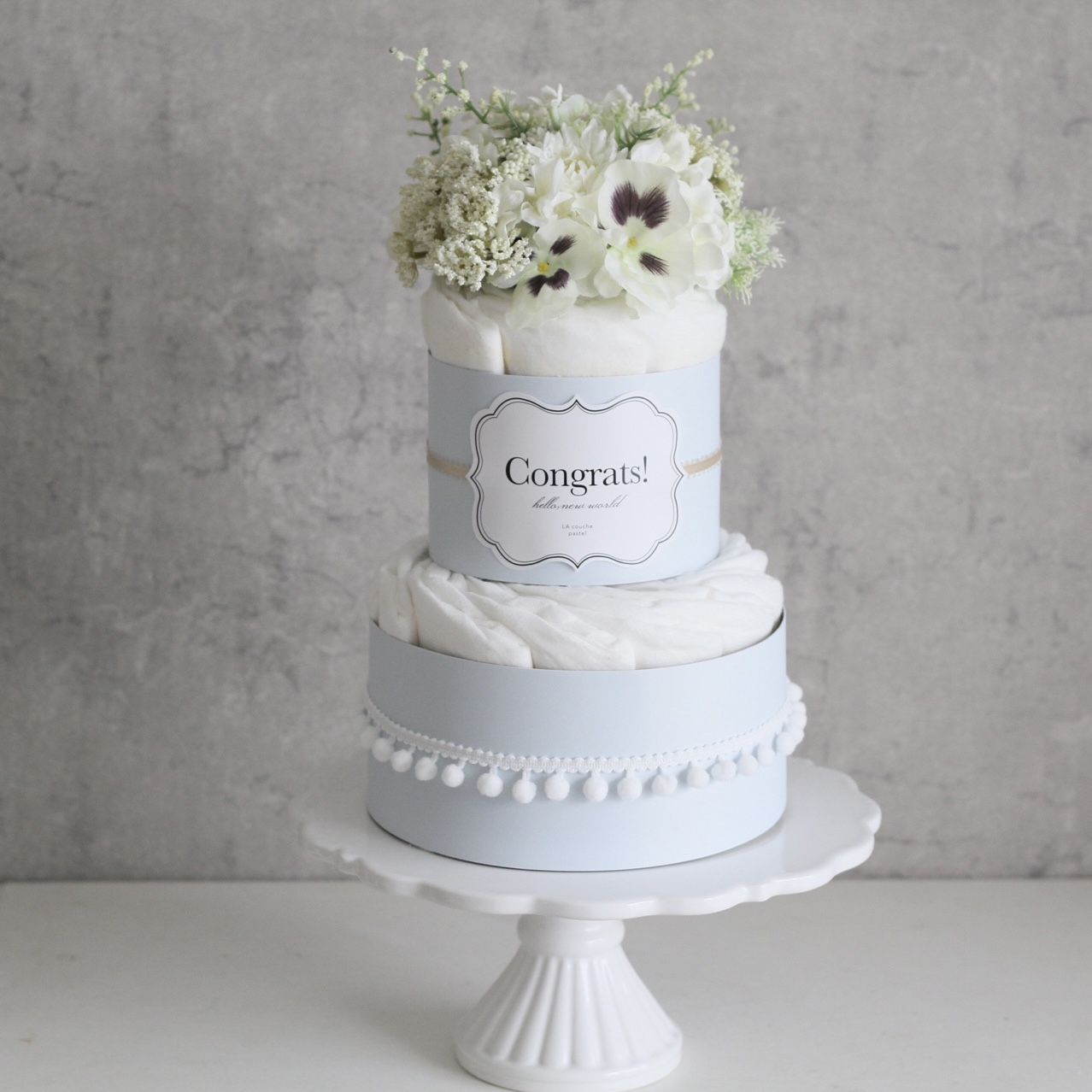 「Fresh Bouquet」花束オーガニックおむつケーキ２段/全2色