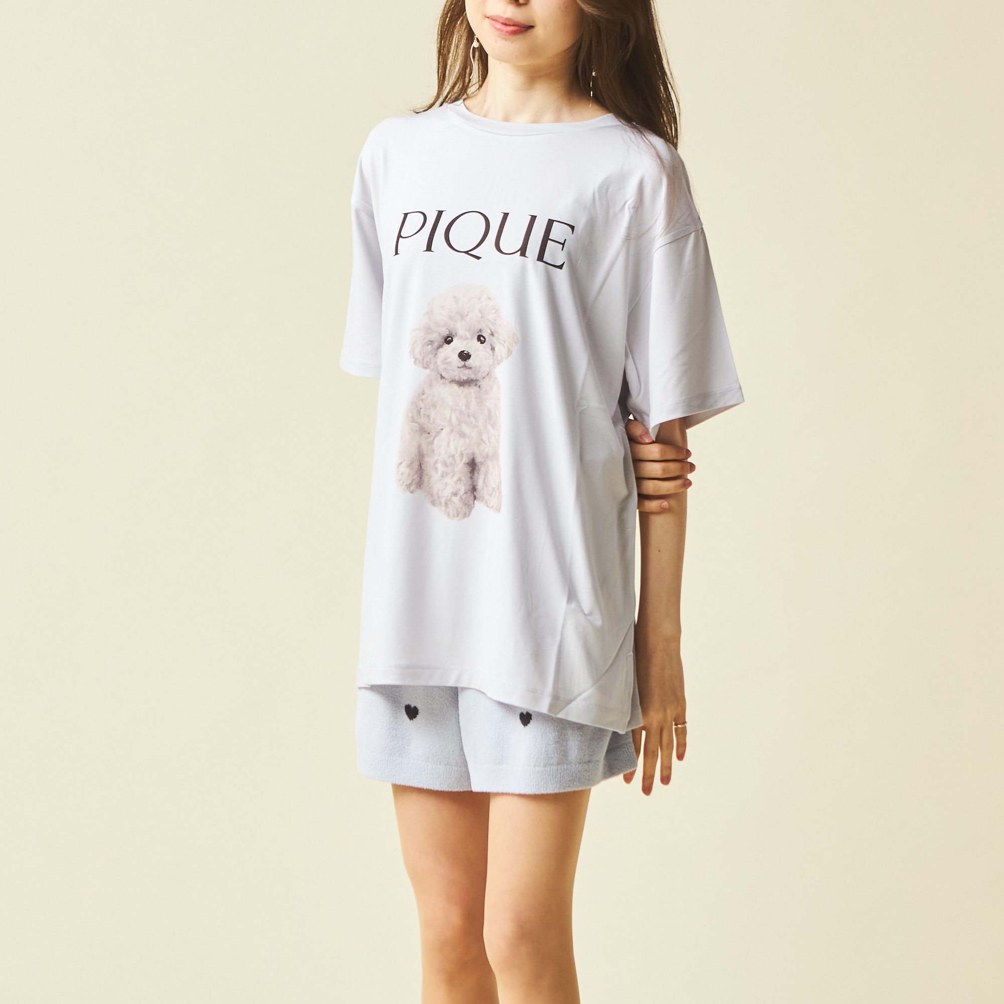 【WOMEN】トイプードル柄　ワンポイントTシャツ