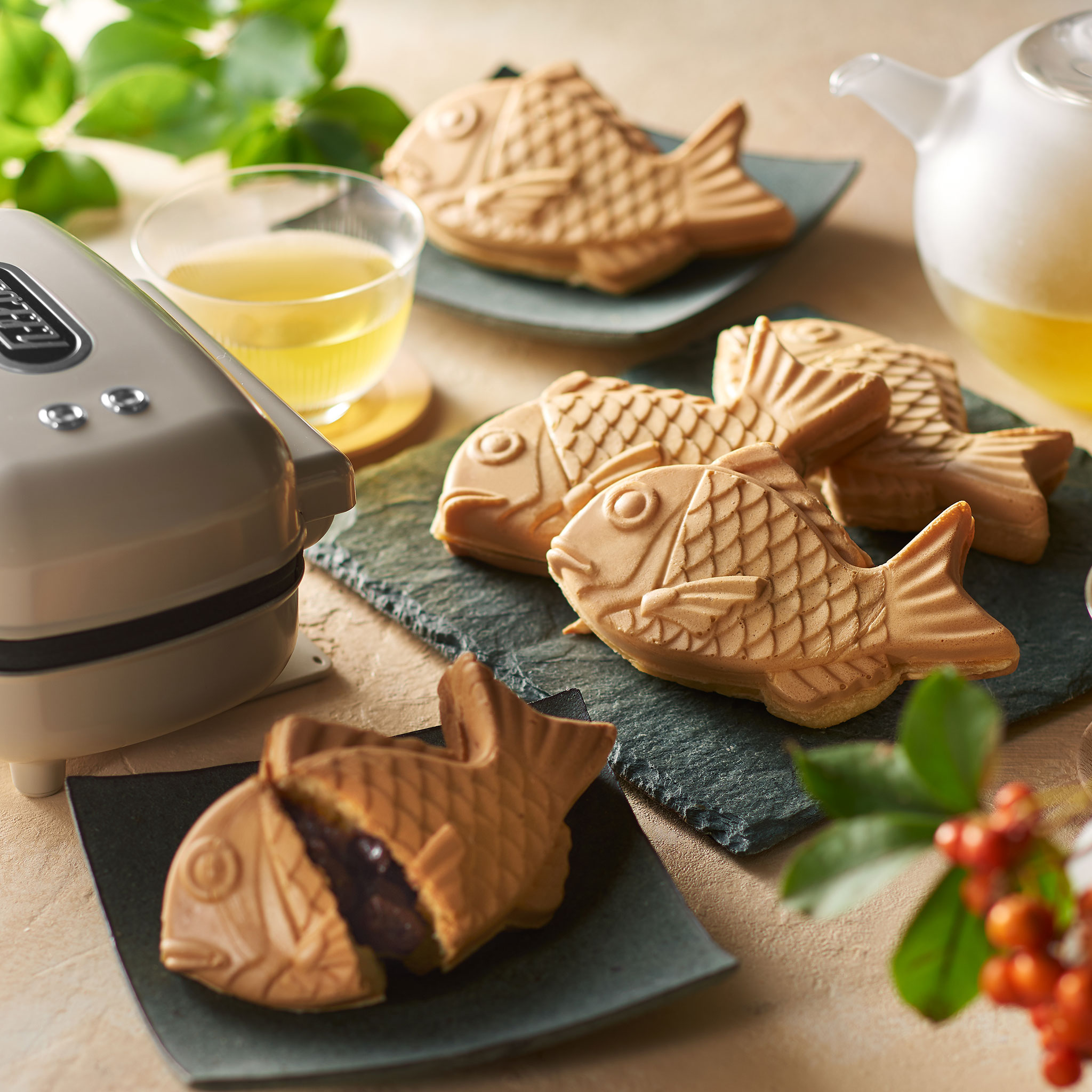 【交換プレート付きセット】ハーフホットサンドメーカー&たい焼きプレート