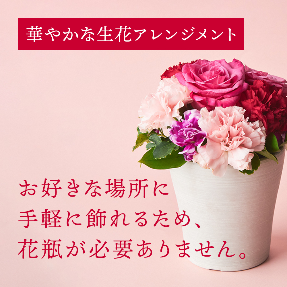 【着日指定可！】華やかな生花カーネーション アレンジメント