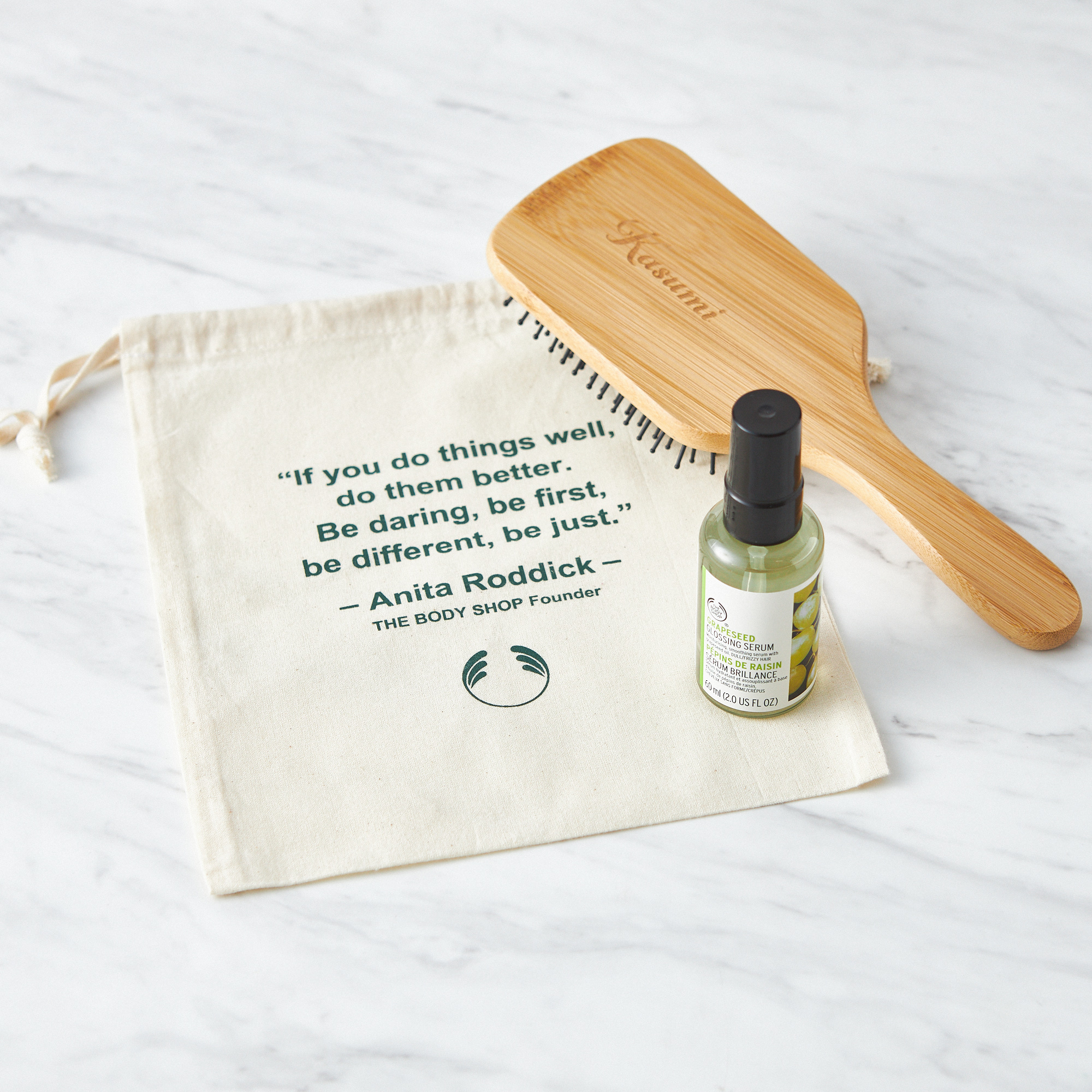 【名入れ刻印】髪が潤う木製パドルブラシ&ヘアセラムセット