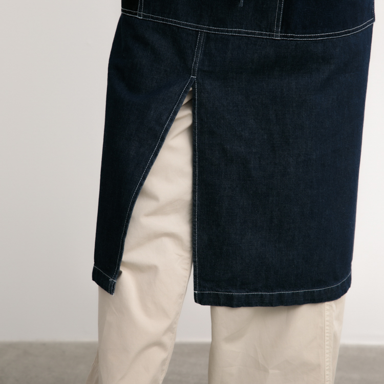 washedデニム&ヒッコリーラップエプロン