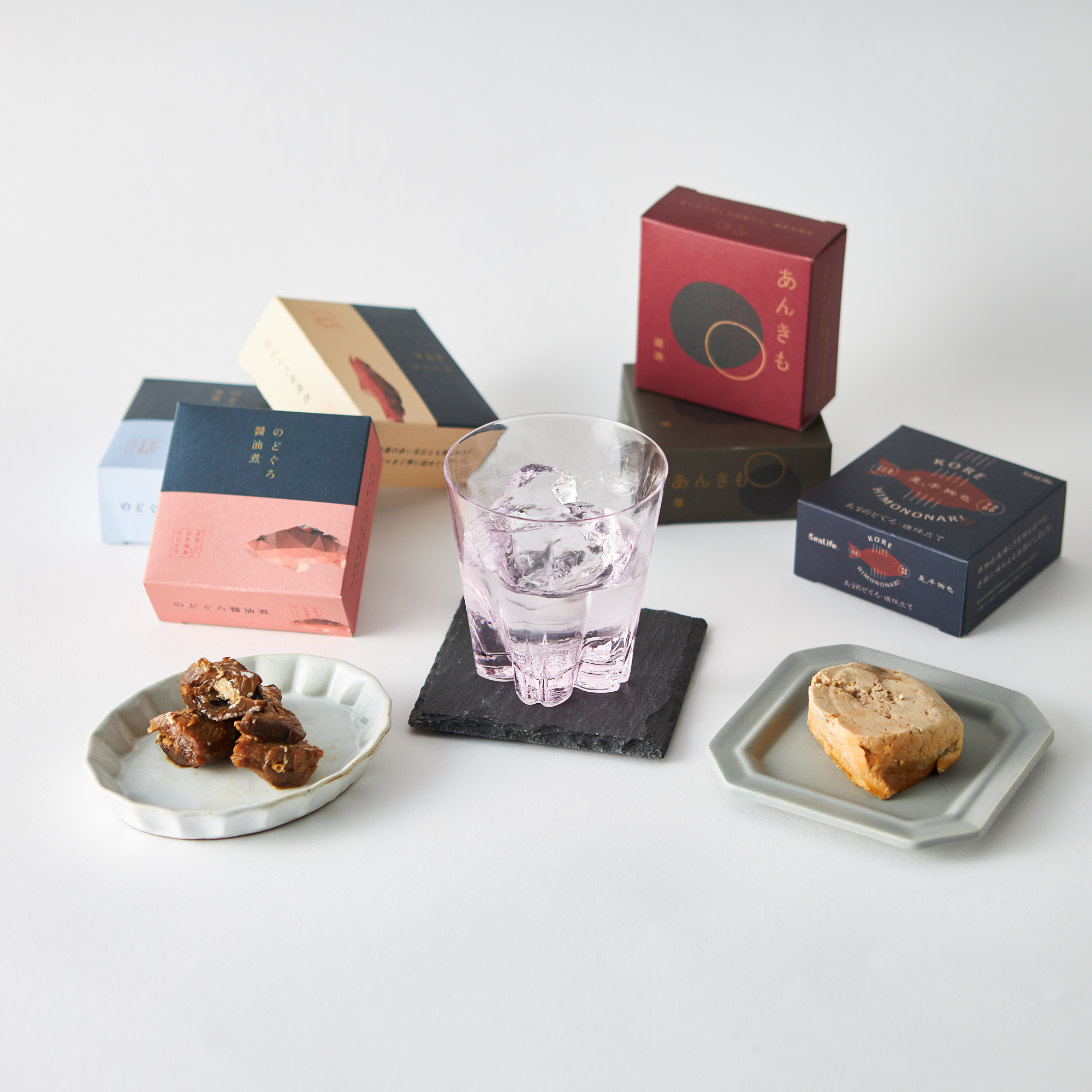 【晩酌のおともに】さくらさくロックグラスと選べるこだわりのおつまみ缶セット