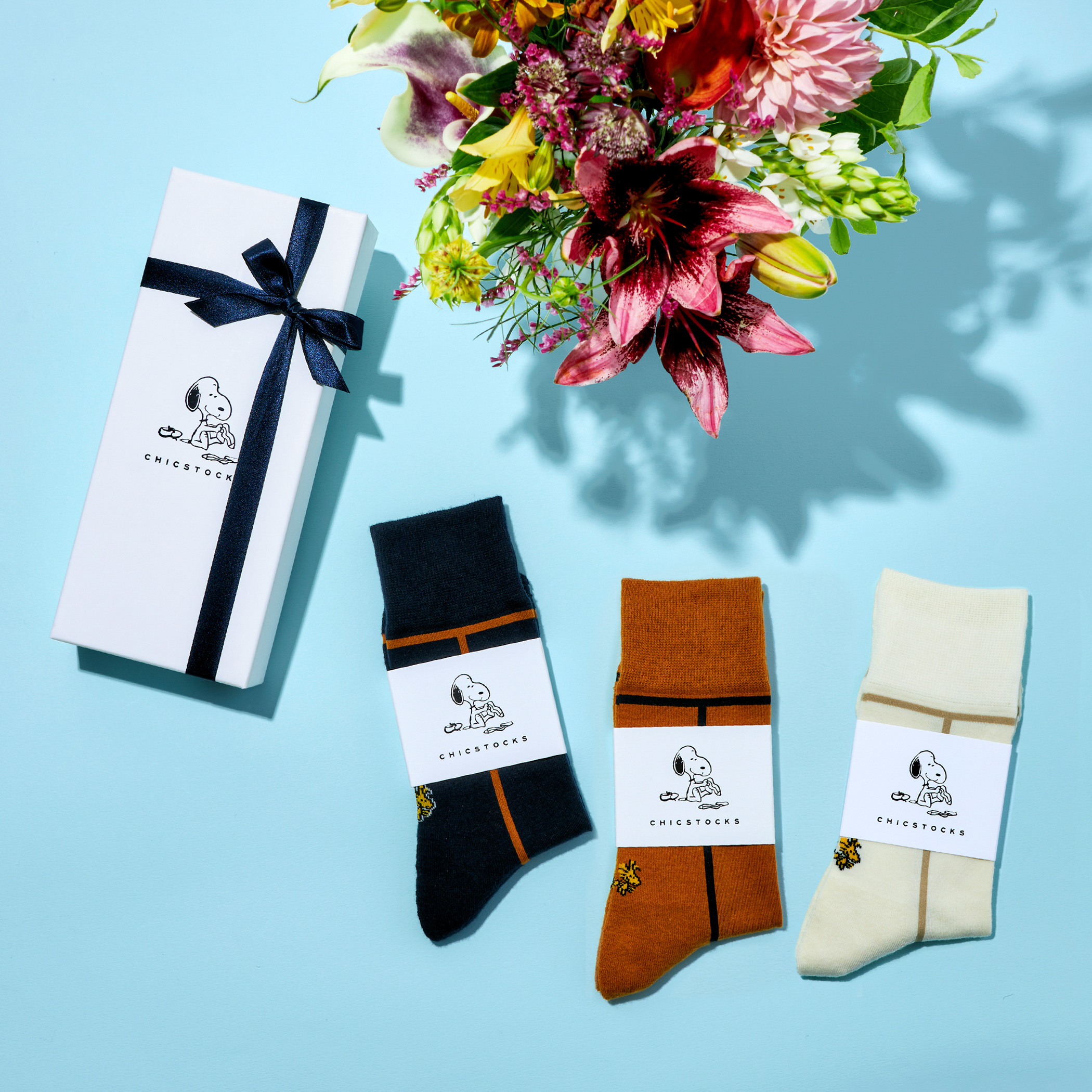 【選べるレディース3足セット】SNOOPYのラインソックス 日本製