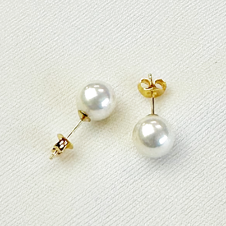 K18一粒6ｍｍ貝パールピアス